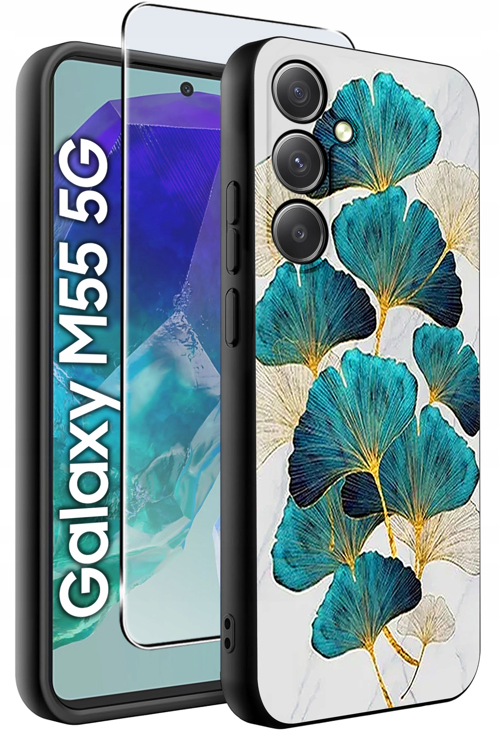 Etui do Samsung Galaxy M55 5G WZORY | Silikonowe Matt Case z Szkłem Hartowanym 9H