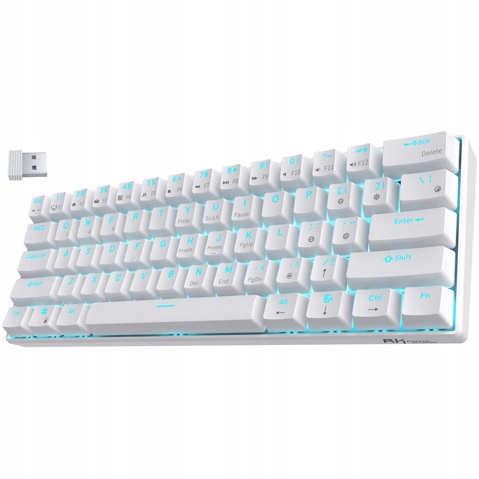 Klawiatura mechaniczna Royal Kludge RK61 RGB, red switch (biała) – Komfort i wydajność w Twoich rękach