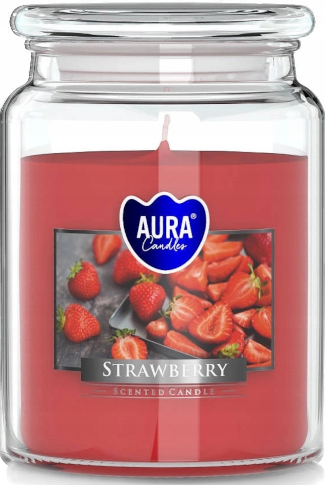 Świeca zapachowa parafinowa Truskawka szklana duża Aura – Elegancja i aromat w Twoim wnętrzu
