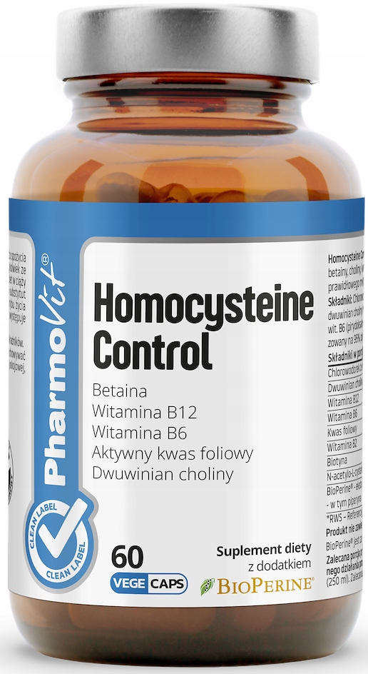 Witaminy, minerały, suplementy diety Kapsułki na metabolizm homocysteiny (HOMOCYSTEINE CONTROL) 60 szt. - PHARMOVIT