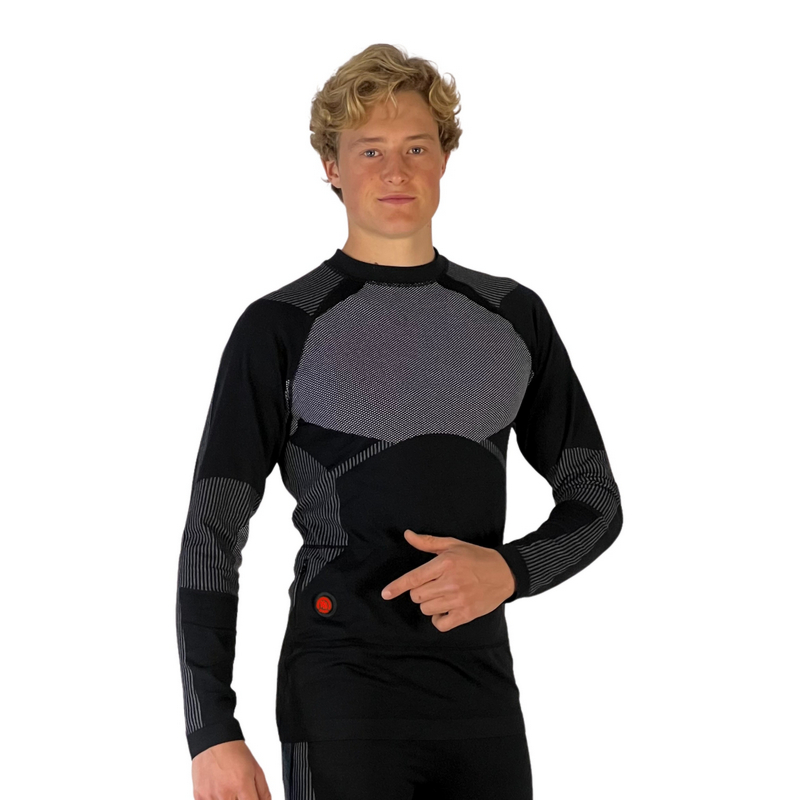 Ogrzewany zestaw bielizny termoaktywnej Glovii czarny, bluza i spodnie, 4 strefy grzewcze, L, XL