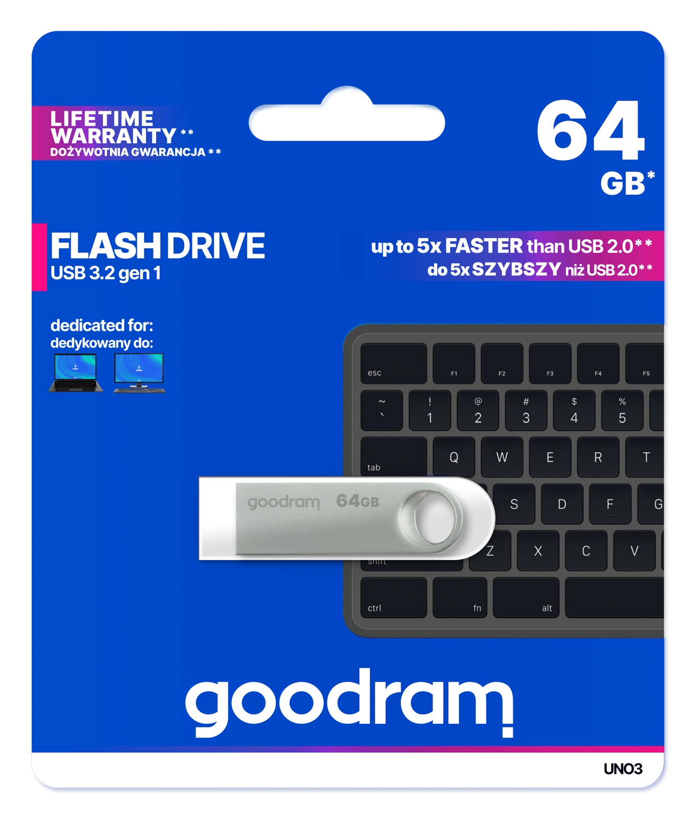 Pendrive GOODRAM UNO3 64GB USB 3.2 Gen1 – Wydajność i styl w jednym