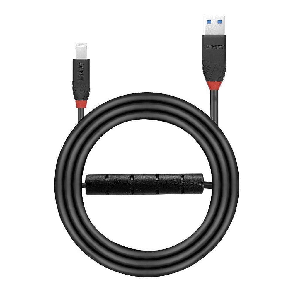 Kabel USB-A - USB-B 10 m Czarny (Lindy 43227) – Idealne rozwiązanie do przesyłania danych