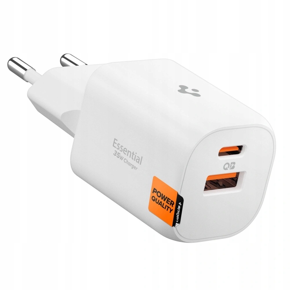 Spigen ESSENTIAL EE352EU 2-PORT NETWORK CHARGER 35W WHITE – Szybkie ładowanie dla Twoich urządzeń