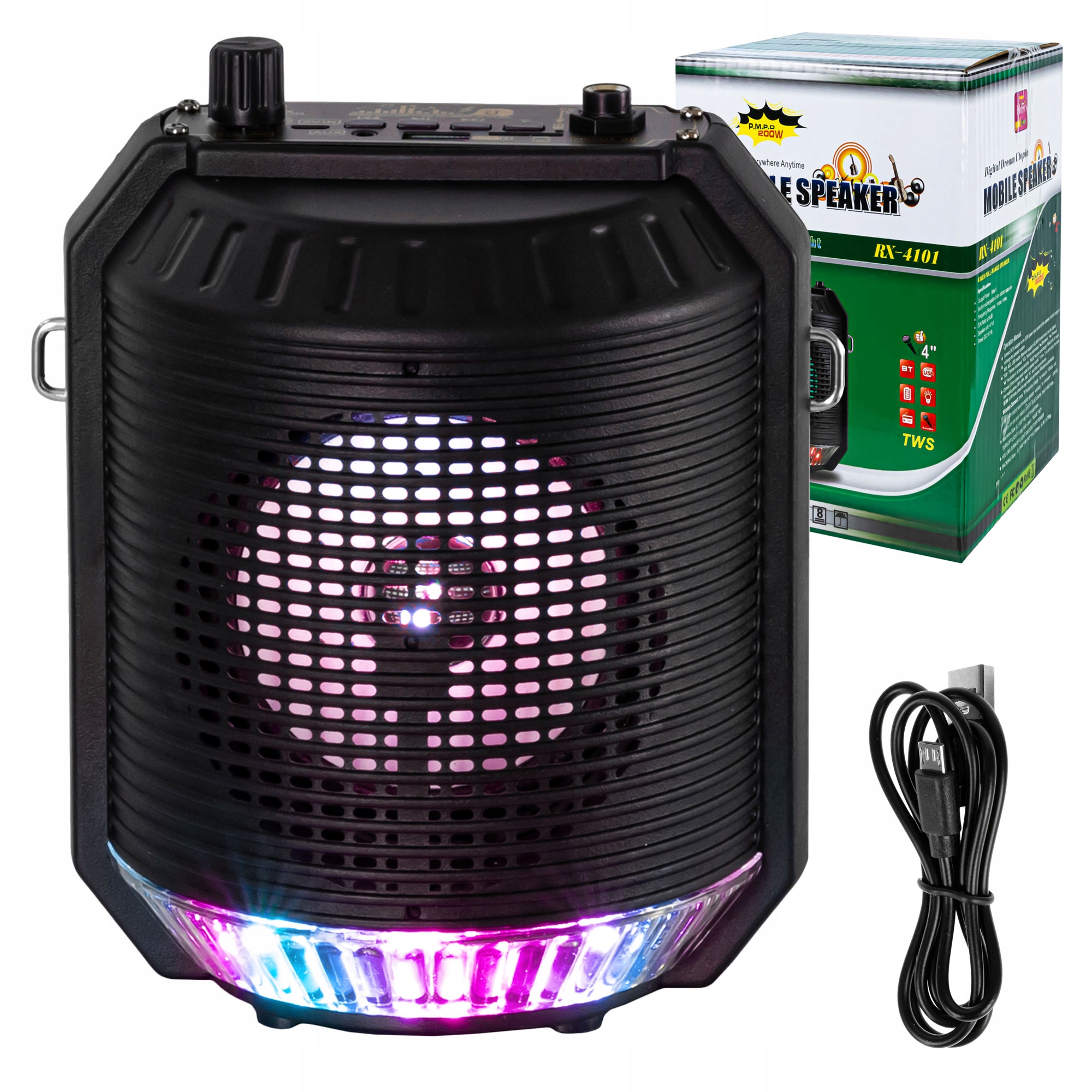 Głośnik Bluetooth Boombox Mobilny USB RADIO LED Bezprzewodowy Przenośny MP3 – Muzyka w każdym miejscu