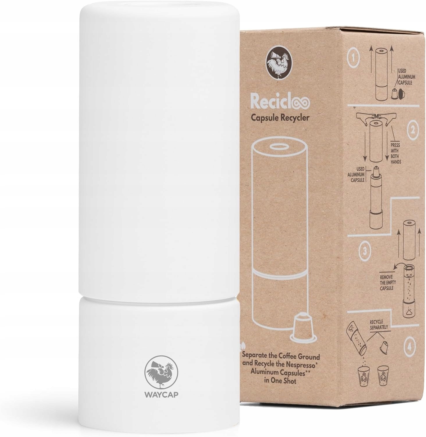 WAYCAP Narzędzie do recyklingu kapsułek kawowych Biały – rozwiązanie dla miłośników kawy