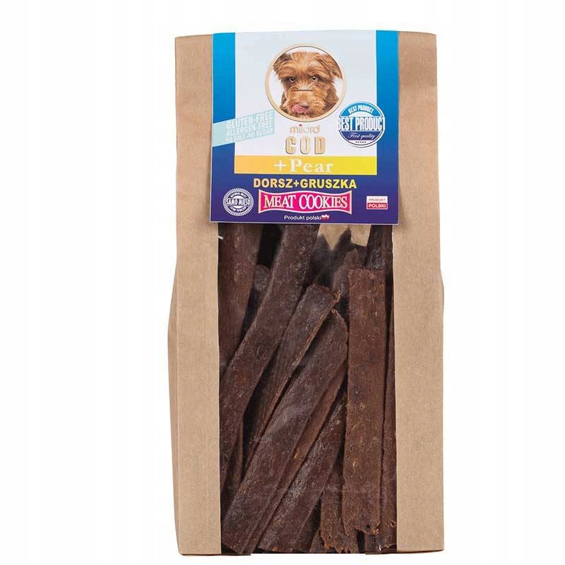 Naturalne ciastka Milord Meat Cookies dorsz i gruszka 80 g* – Smakowity przysmak dla Twojego psa