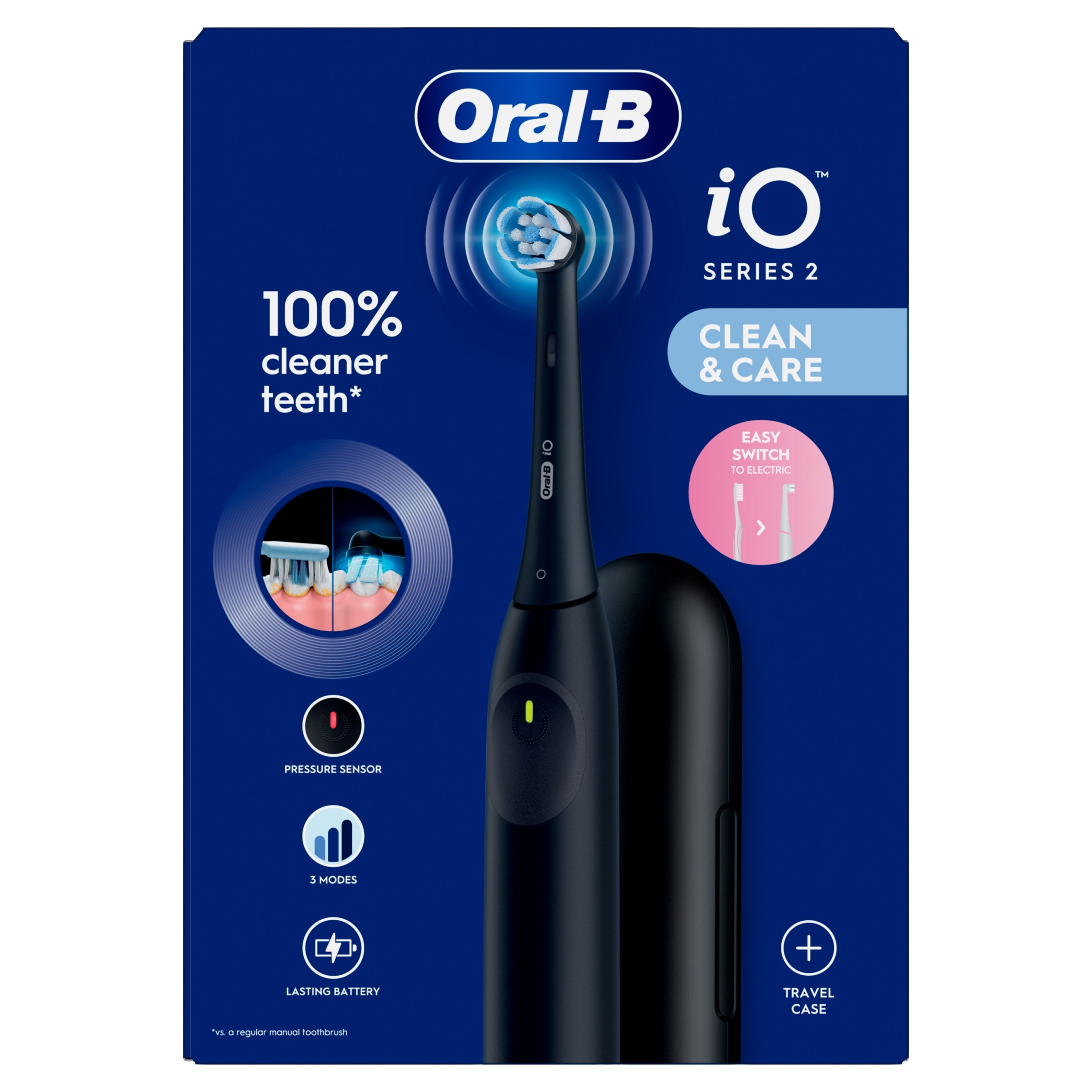 Oral-B iO2 Night Black – Elektryczna szczoteczka do zębów z etui podróżnym