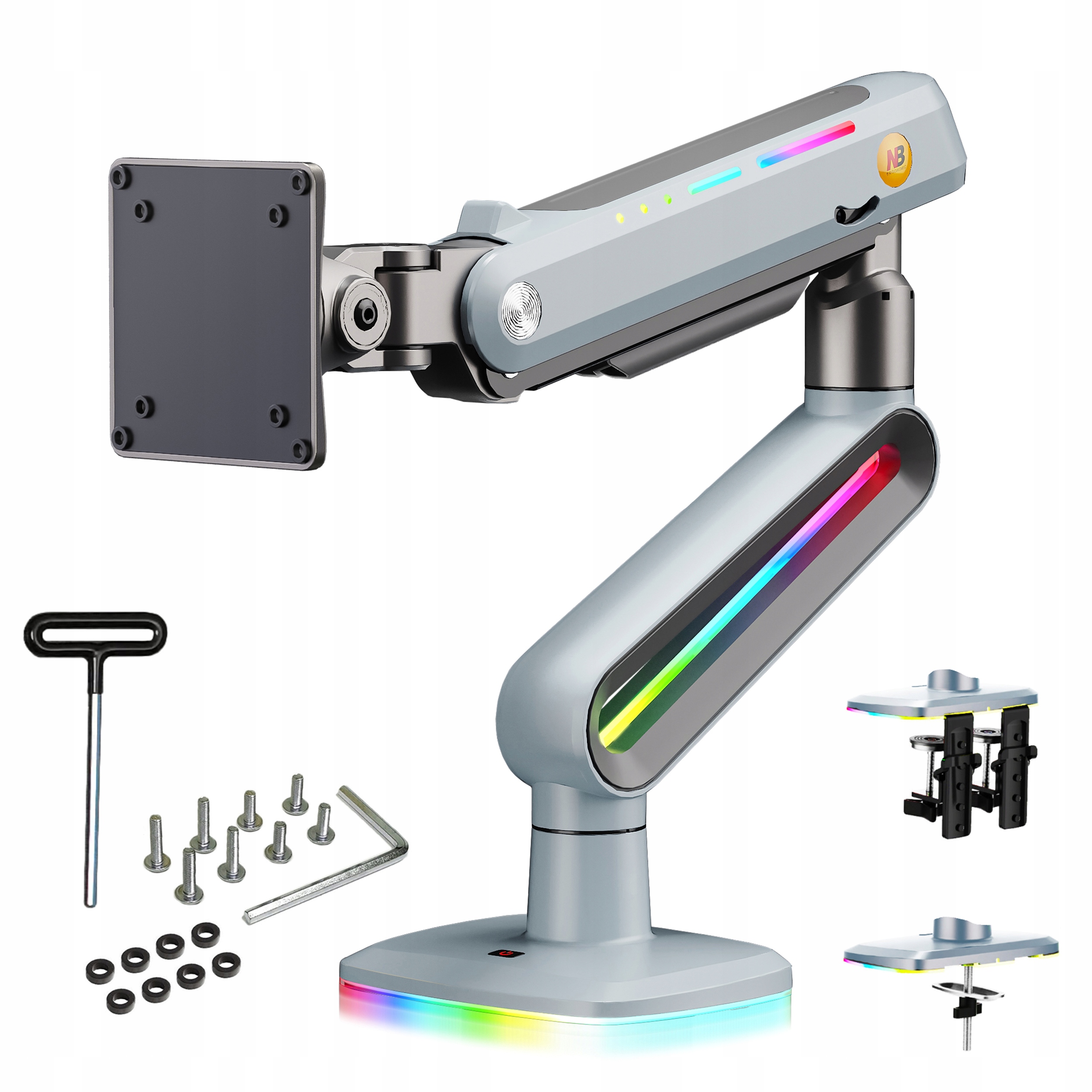 F6-XV Lake Blue – Gamingowy mocny uchwyt biurkowy do monitorów 32-60 cali