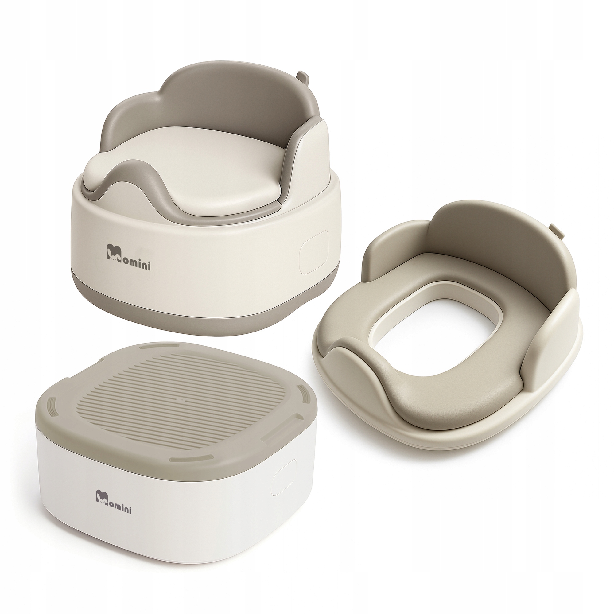 MOMINI - Wielofunkcyjny nocnik dla dzieci 3w1 Softi Beige – Idealne rozwiązanie dla maluchów