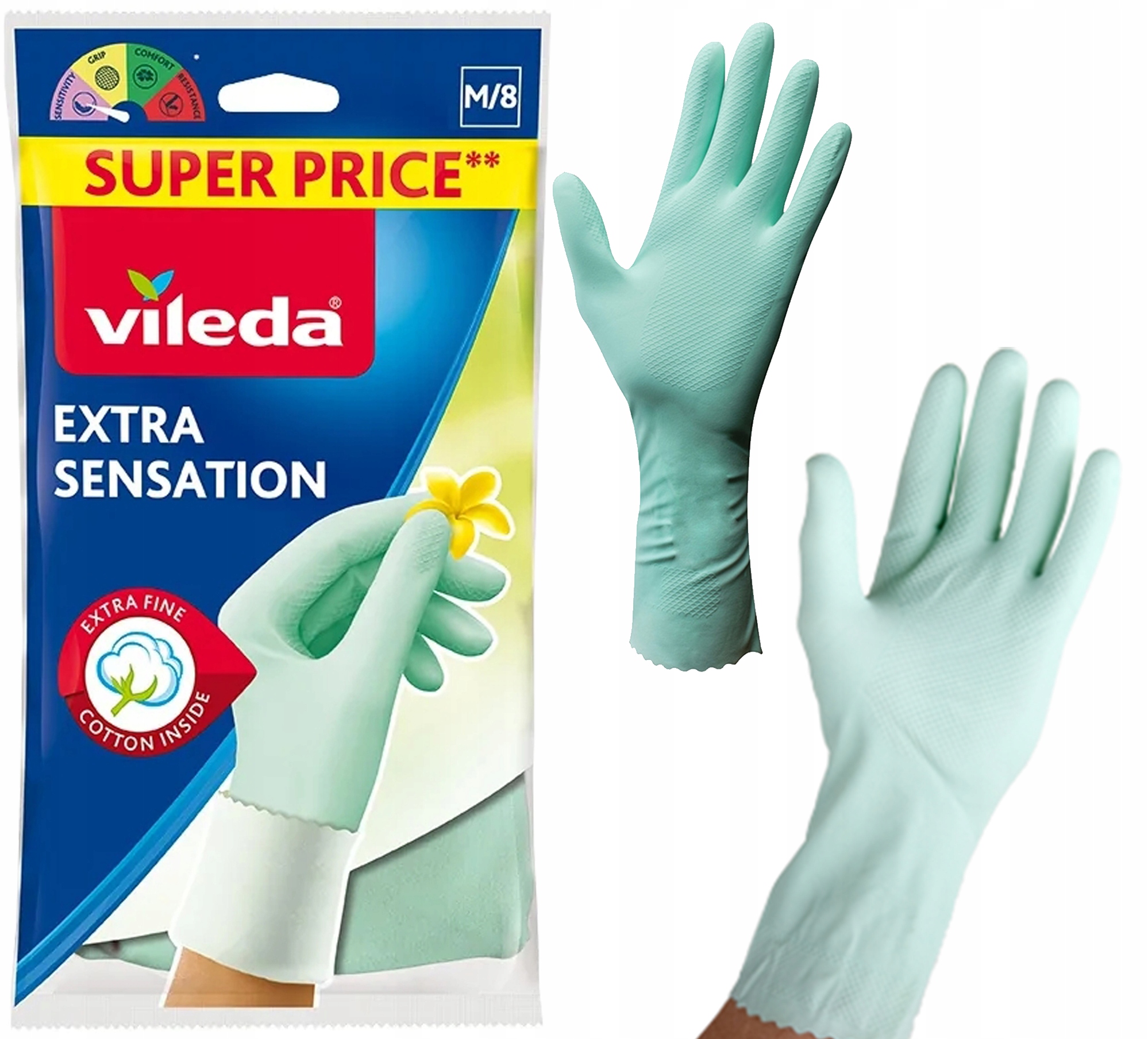 Rękawice Vileda Extra Sensation 'M' – Komfort i precyzja w codziennych pracach