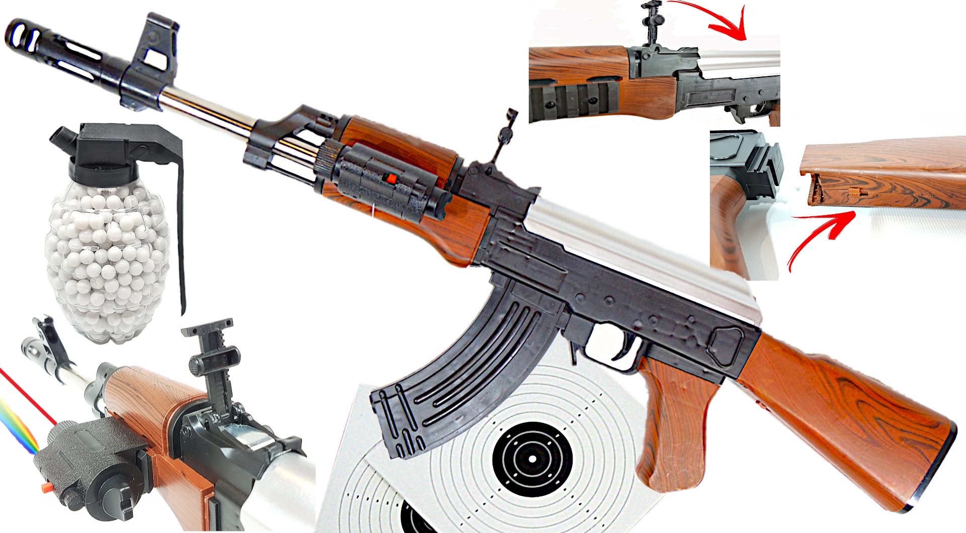 Karabin Na Kulki AK-47 KAŁASZNIKOW ASG + Granat +2 Tarcze TOMDORIX