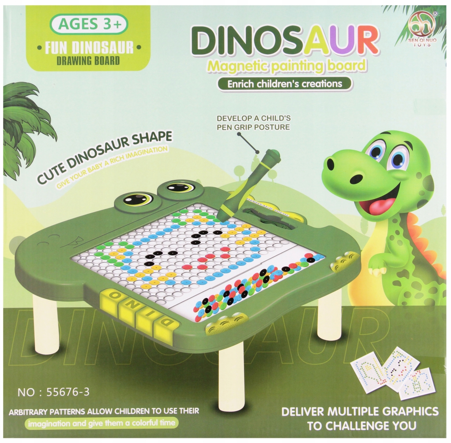 Mega Creative TABLICA MAGNET MOZAIKA DINO – Kreatywna zabawa dla najmłodszych
