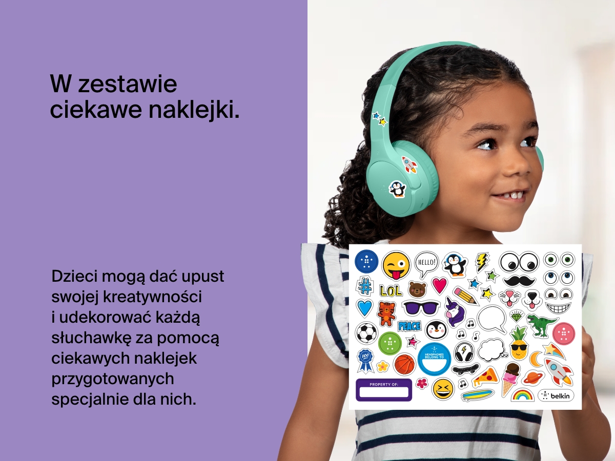 bezprzewodowe słuchawki dla dzieci miętowe