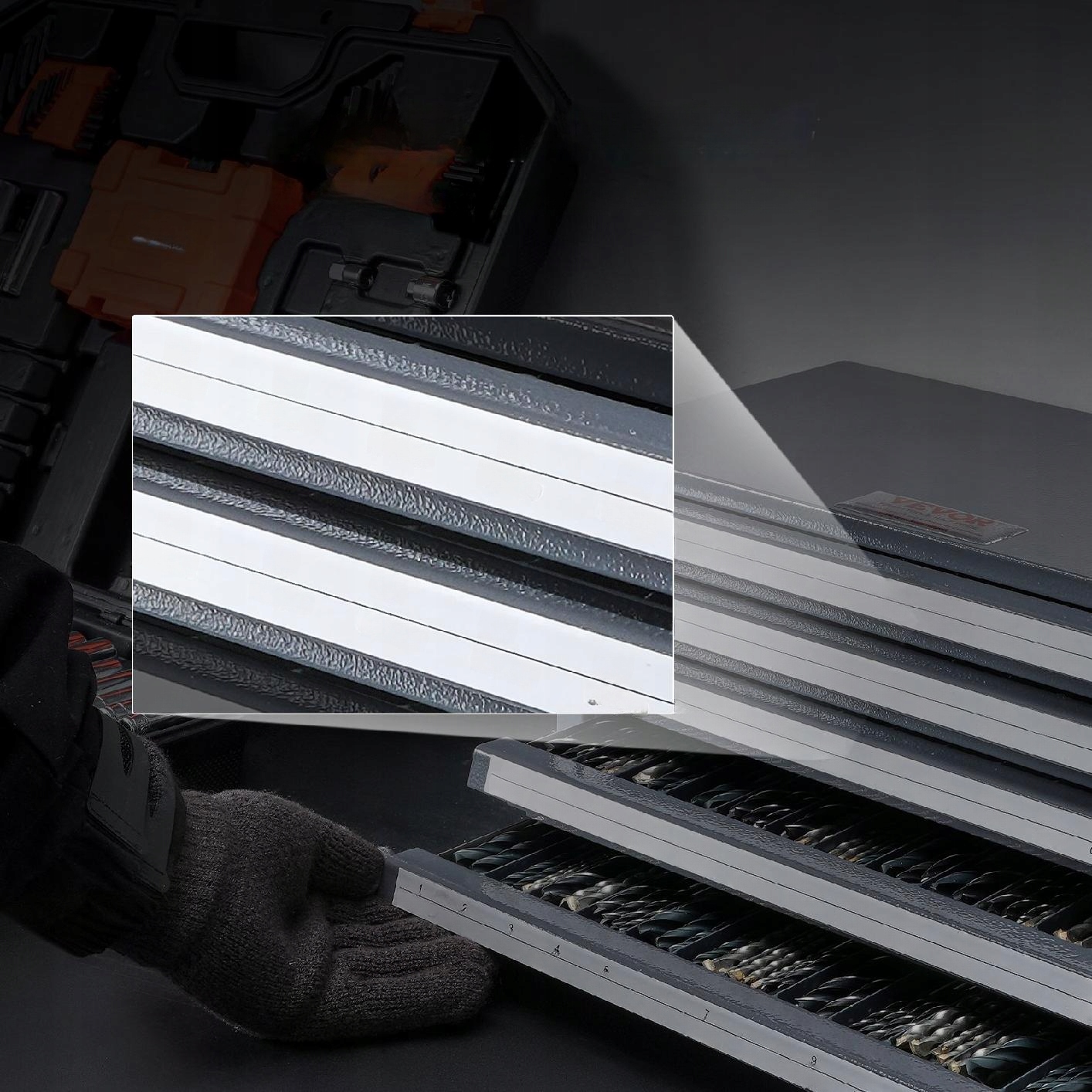 Efektywne przechowywanie wierteł – 60 przegrodowych szuflad