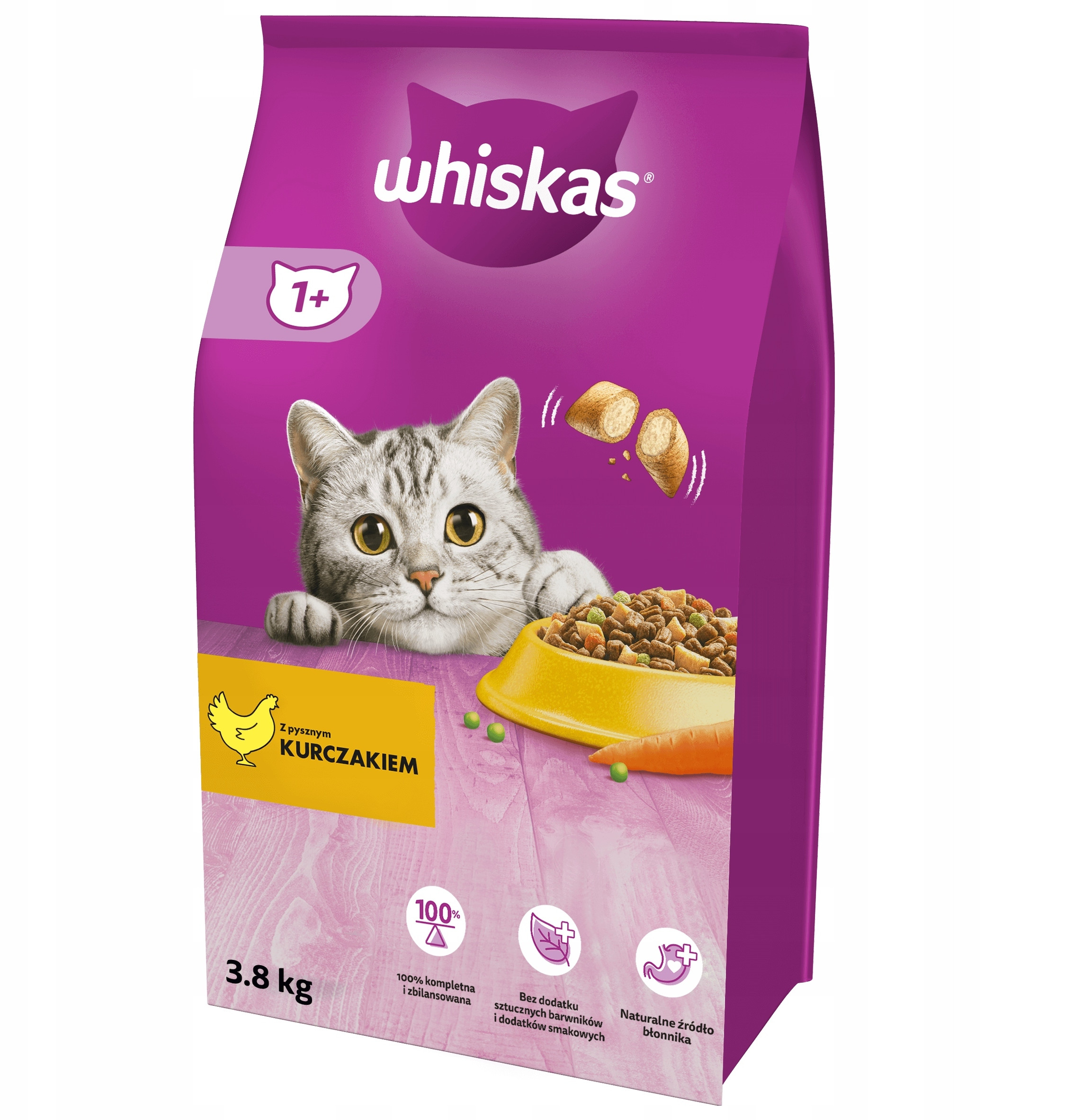 WHISKAS Adult 3,8 kg – Sucha karma dla dorosłego kota z pysznym kurczakiem