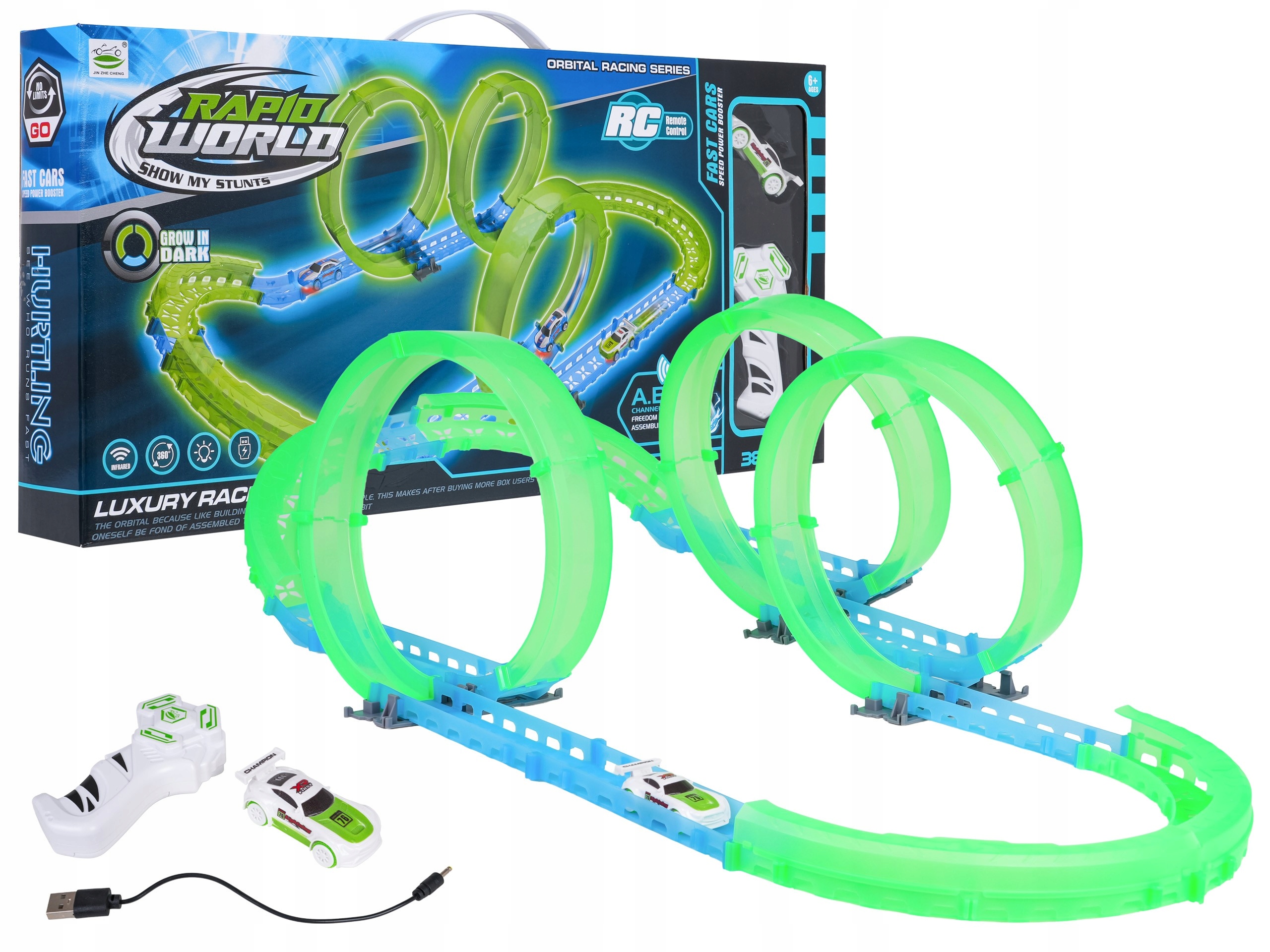 Tor Wyścigowy Świecący w Ciemności 38el. – Niezapomniana zabawa dla dzieci