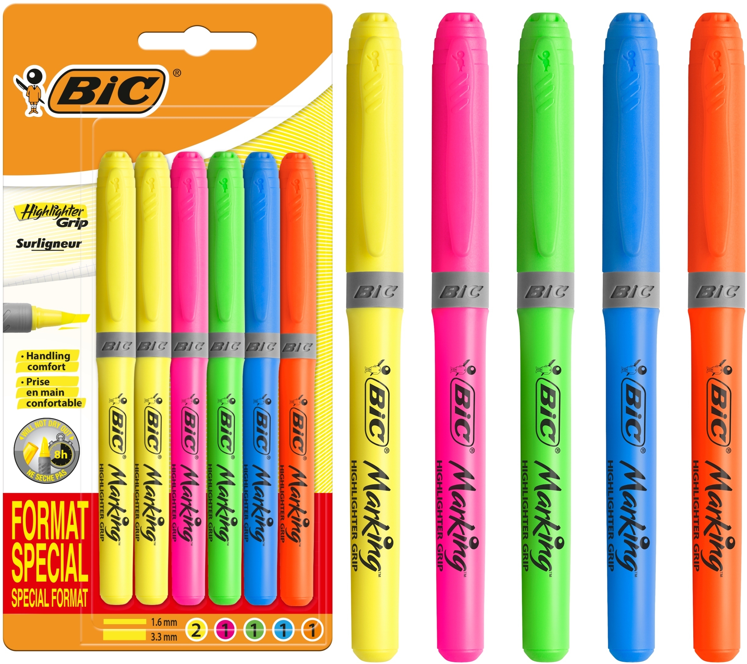 Zakreślacz highlighter Grip Special Format 6szt – Wydajność i wygoda w biurze