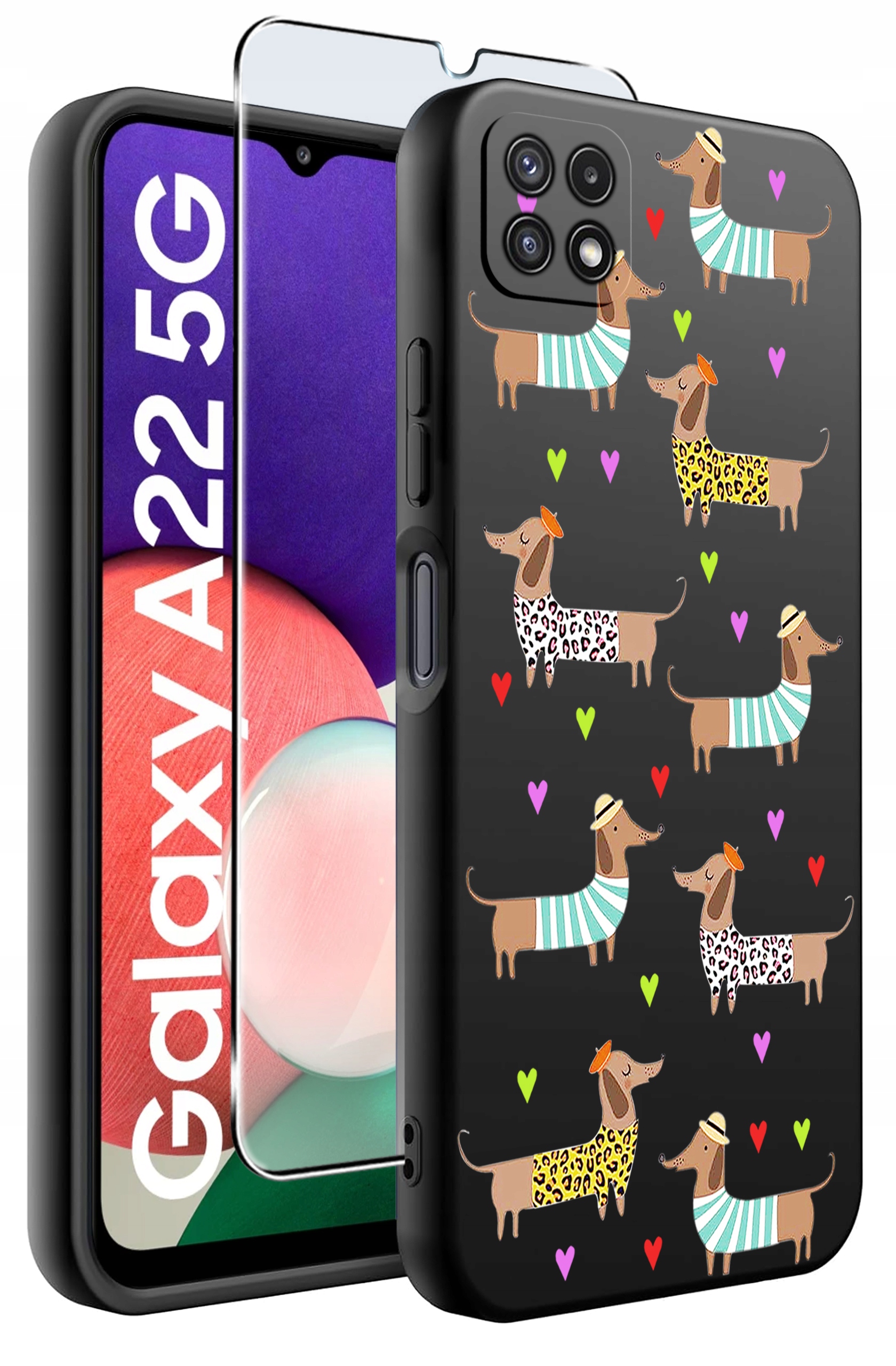 Etui do Samsung A22 5G WZORY | Silikonowe Matt Case + Szkło Hartowane 9H