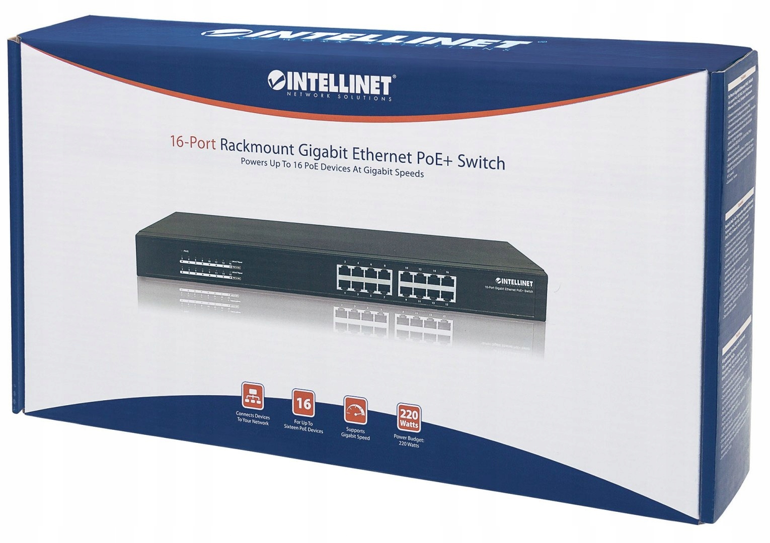 Switch Gigabit 16x 1000Mbps RJ45 PoE/PoE+ 220W Rack 19 – Wydajność i oszczędność w jednym