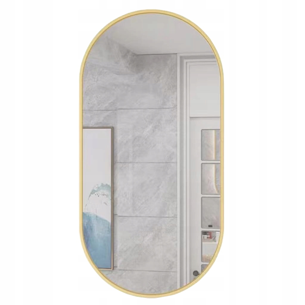 Lustro Owalne 80x40 cm Złota Rama – Elegancja w Twoim Wnętrzu