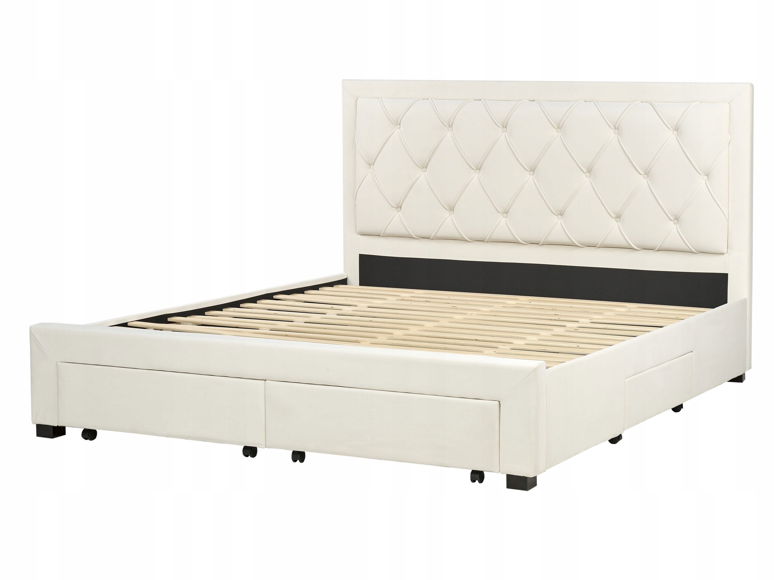Łóżko z szufladami Welur LIEVIN 180 x 200 cm Kremowy – Elegancja i funkcjonalność w Twojej sypialni