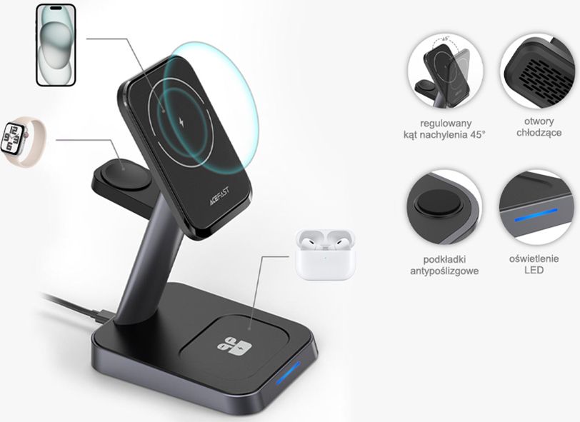 Bezprzewodowa ładowarka 3w1 Acefast E3