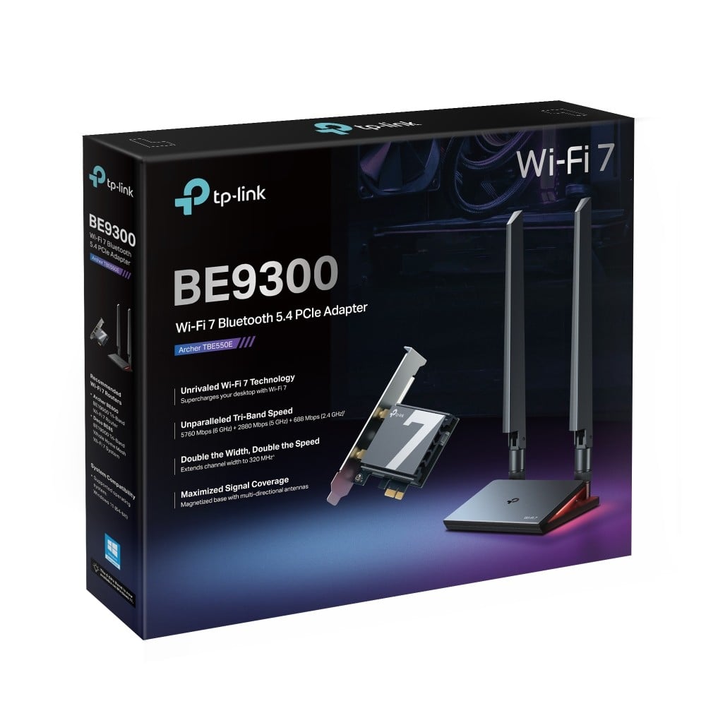 WRL ADAPTER 9300MBPS WI-FI 7/ARCHER TBE550E TP-LINK – Szybkie połączenia dla Twojego komputera