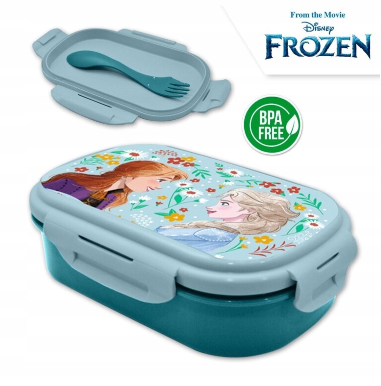 Kids Euroswan Śniadaniówka + sztućce – Uroczy lunchbox Kraina Lodu dla dzieci