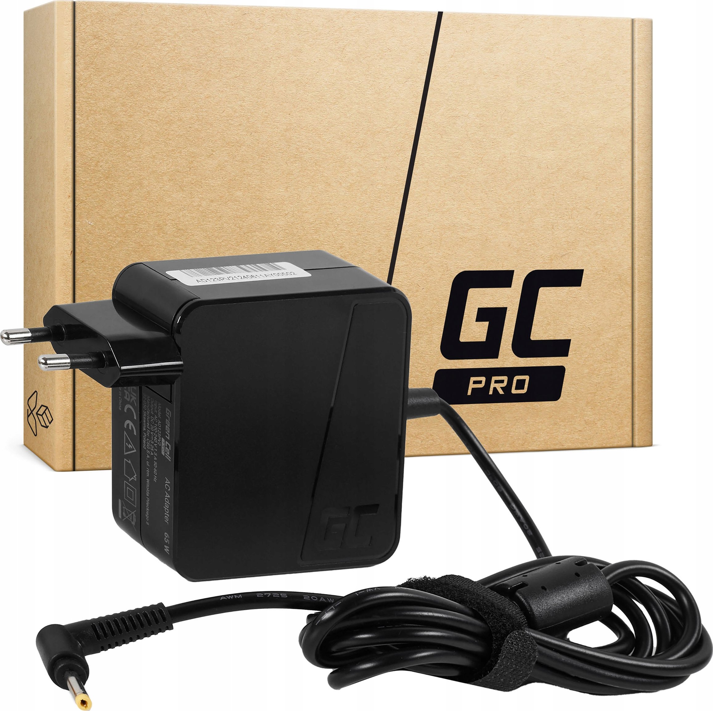 Zasilacz do laptopa Green Cell 65 W, 1.7 mm, 3.25 A, 20 V (AD123PV2) – Wydajne ładowanie dla Twojego laptopa