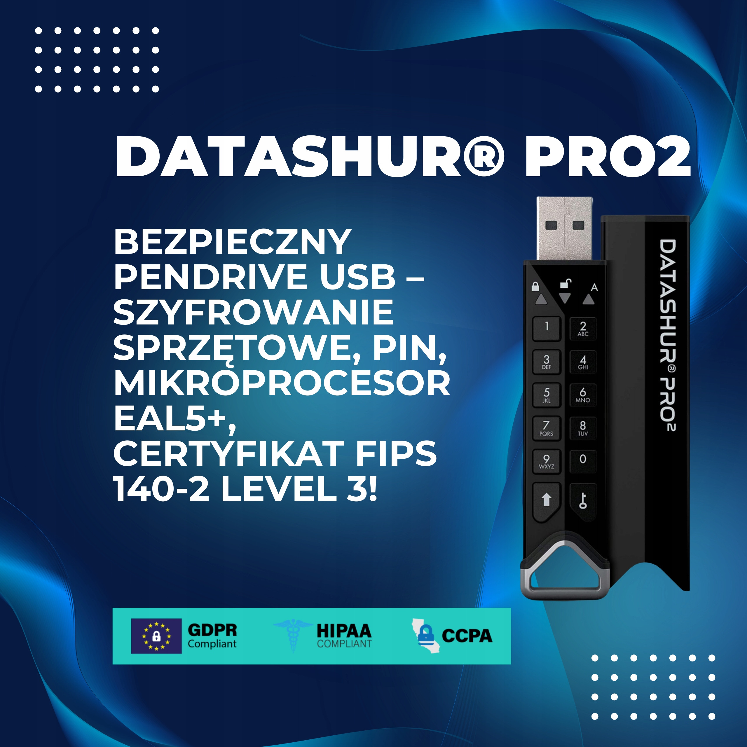 Szyfrowanie sprzętowe AES 256-bit dla maksymalnej ochrony
