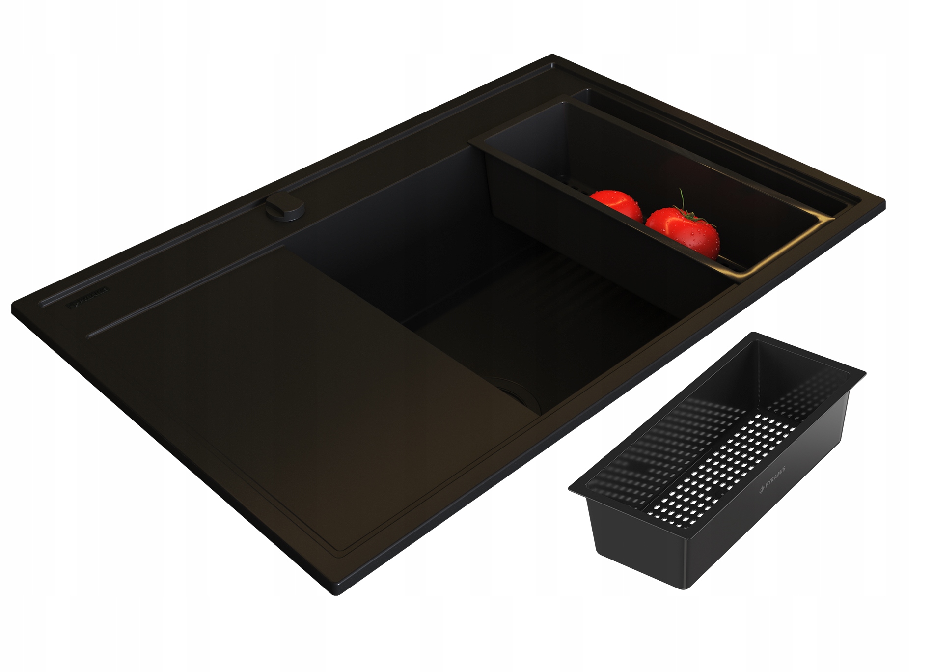 Wymiary i materiały – Zlew Pyramis CAMEA 79x50 1B1D R Black Edition
