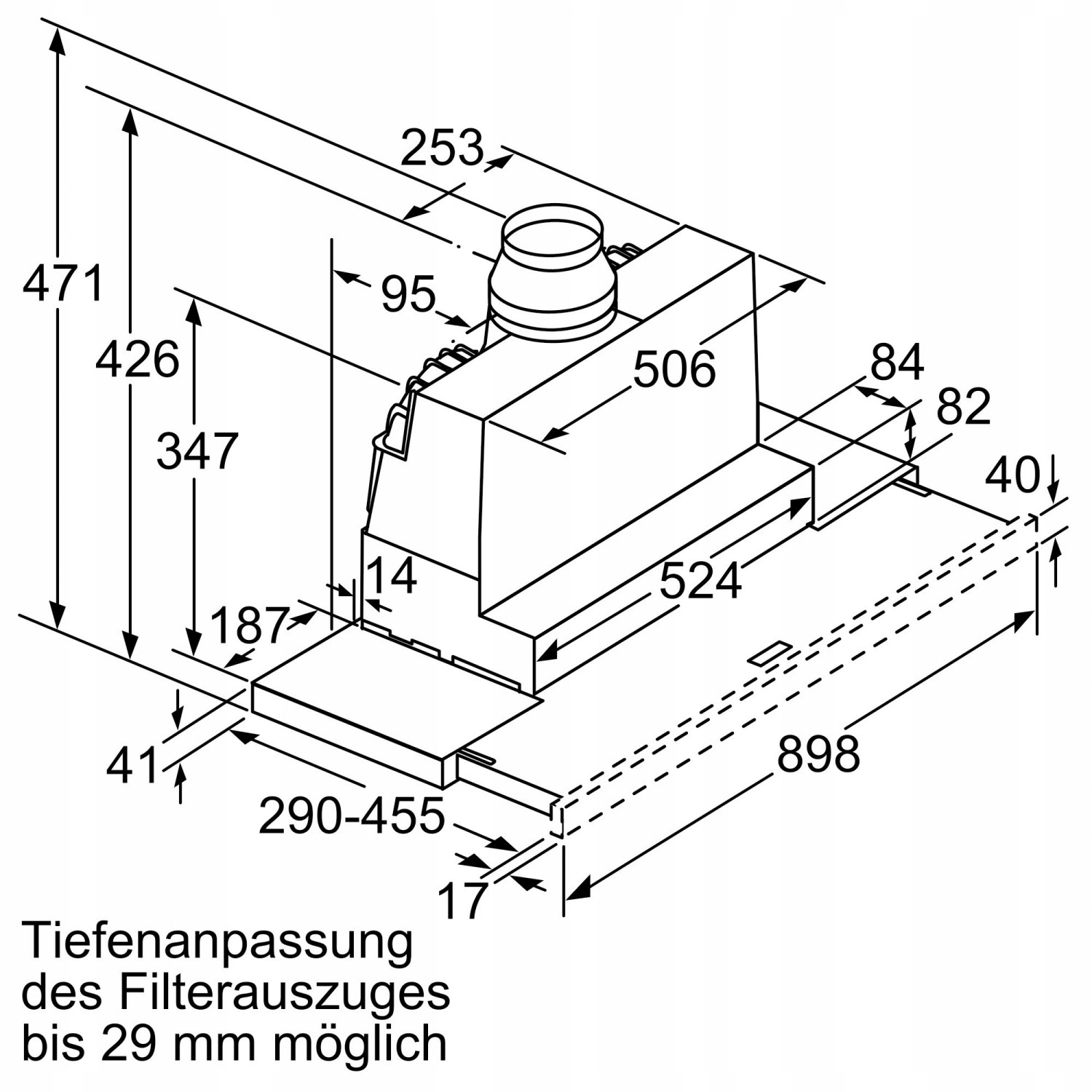 Wymiary i waga okapu Bosch DFS097A51
