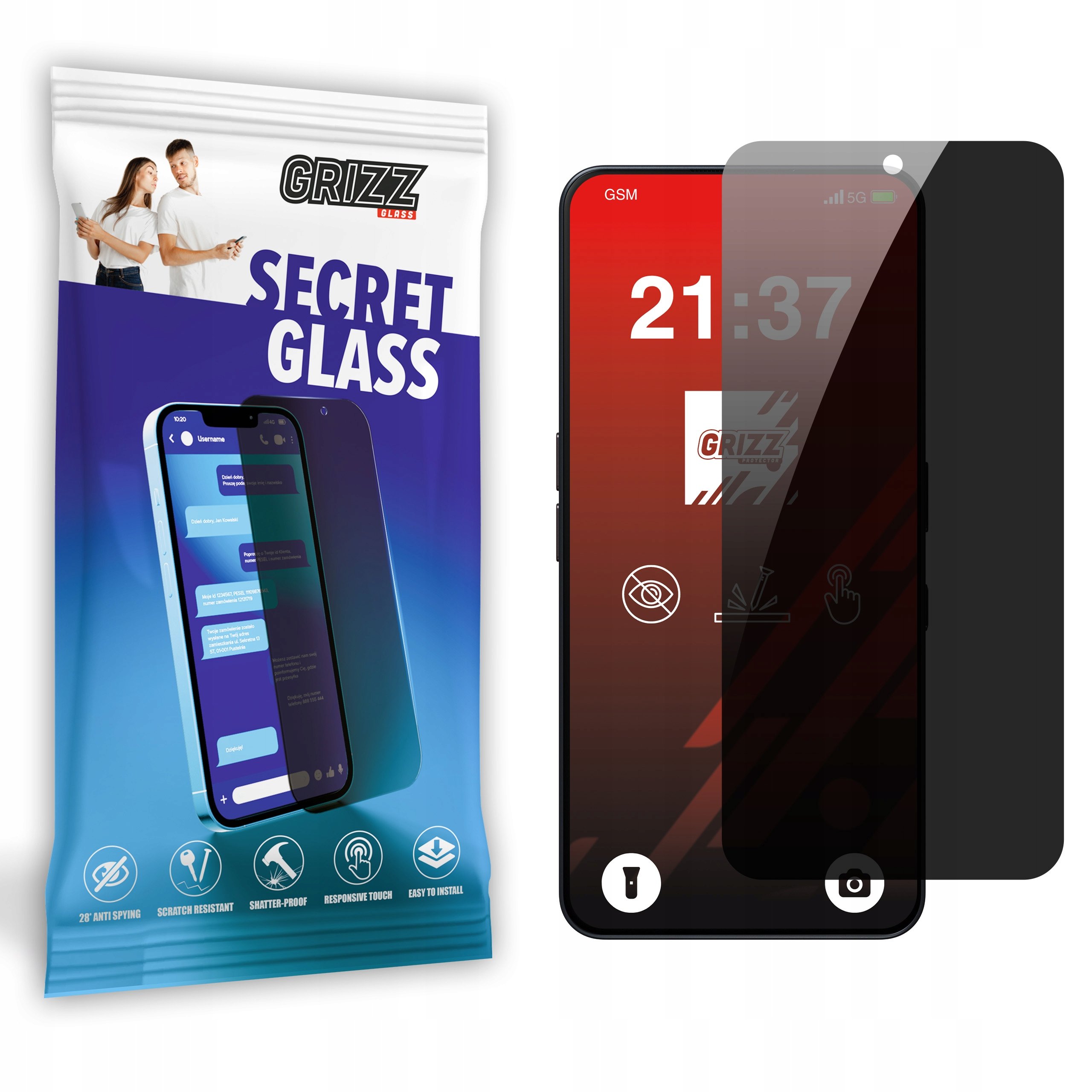 Matowe szkło prywatyzujące GrizzGlass SecretGlass do Nothing Phone (3a) – Ochrona i prywatność w jednym