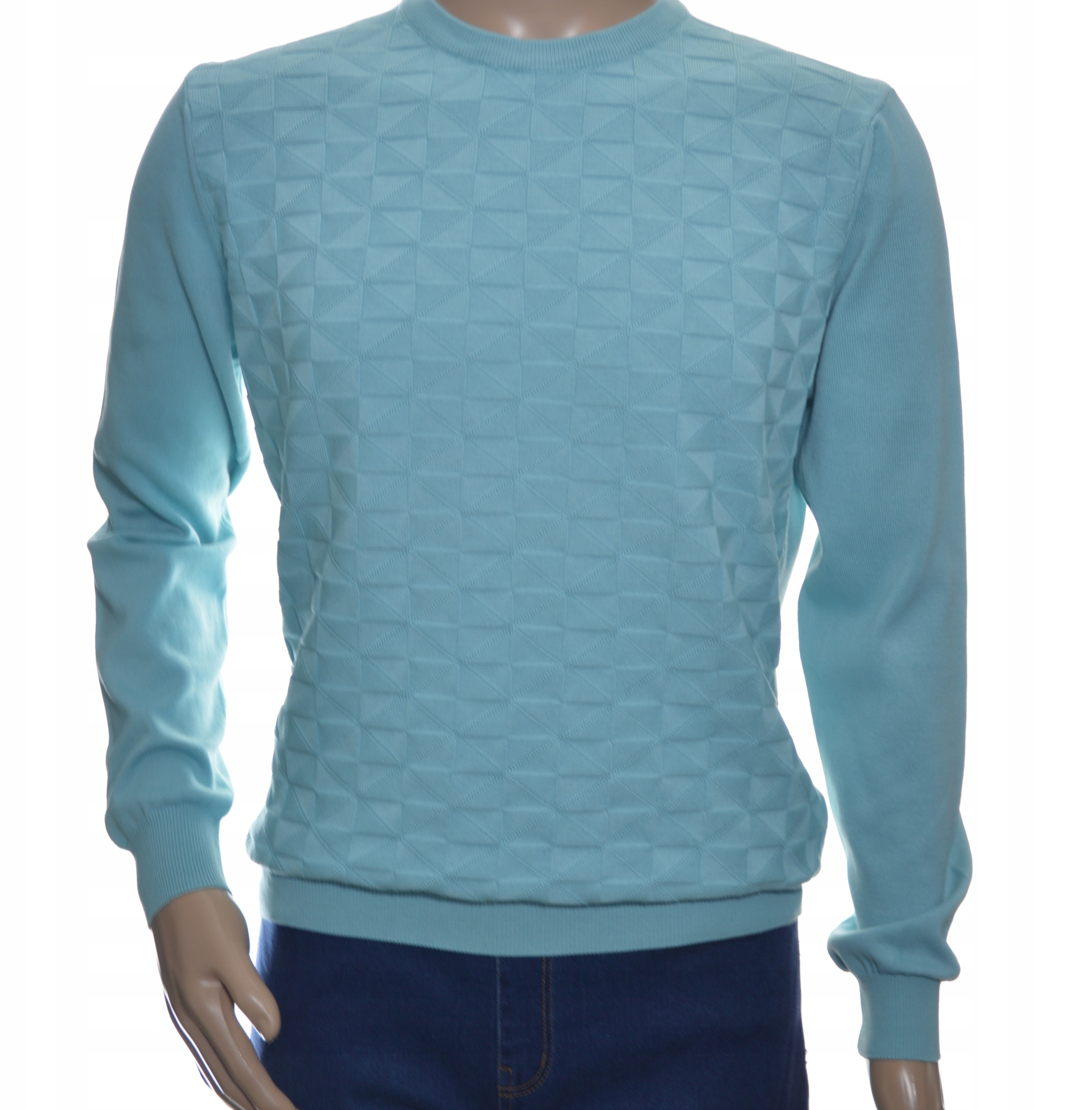 Sweter męski z bawełny elegancki turkusowy – Idealny wybór na każdą okazję