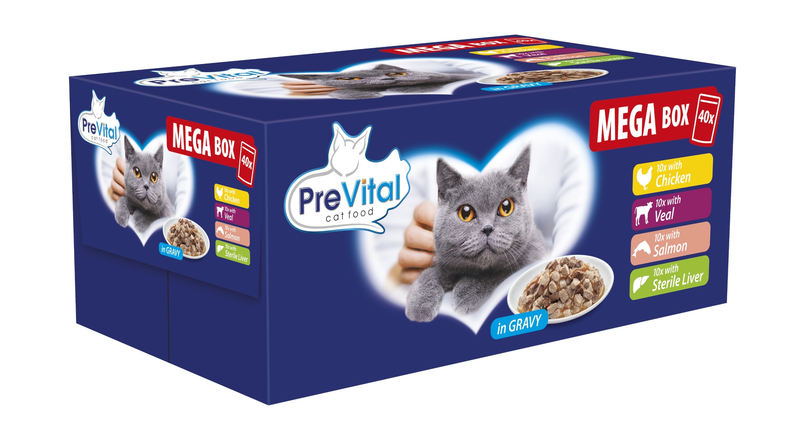 PREVITAL saszetki dla kota mix smaków box 40x100g – Pełnowartościowa karma w sosie