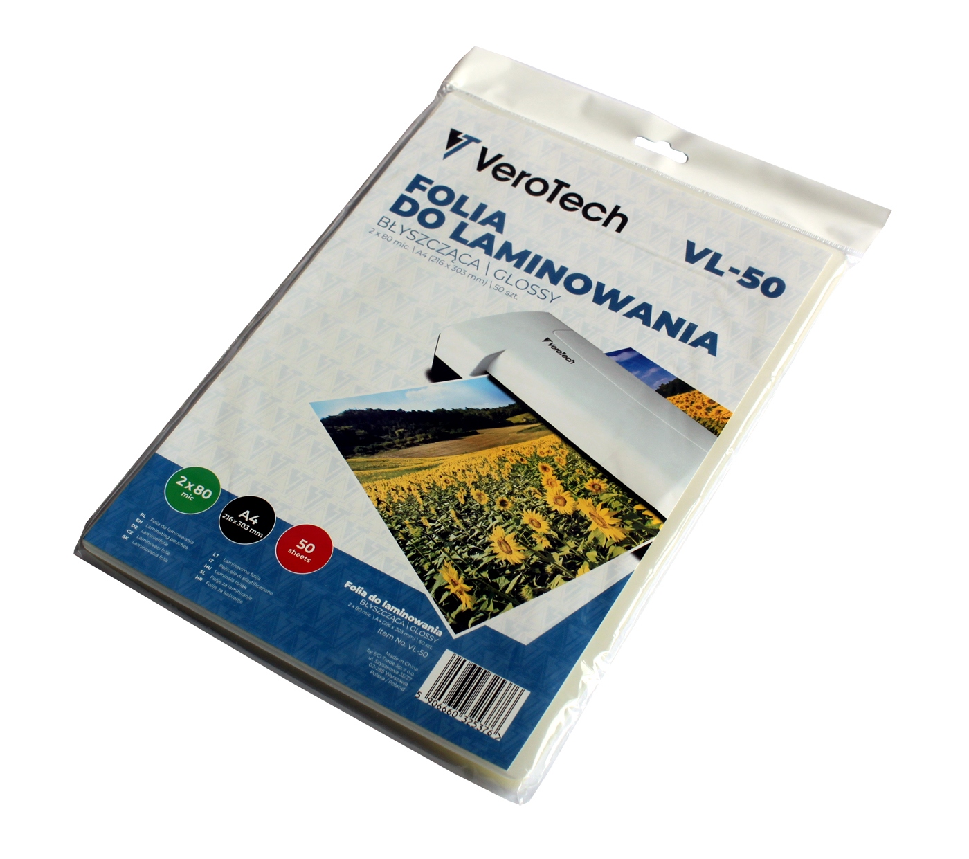 Laminator VeroTech Folia do laminowania 50 arkuszy 80 mic – Idealne rozwiązanie dla biura