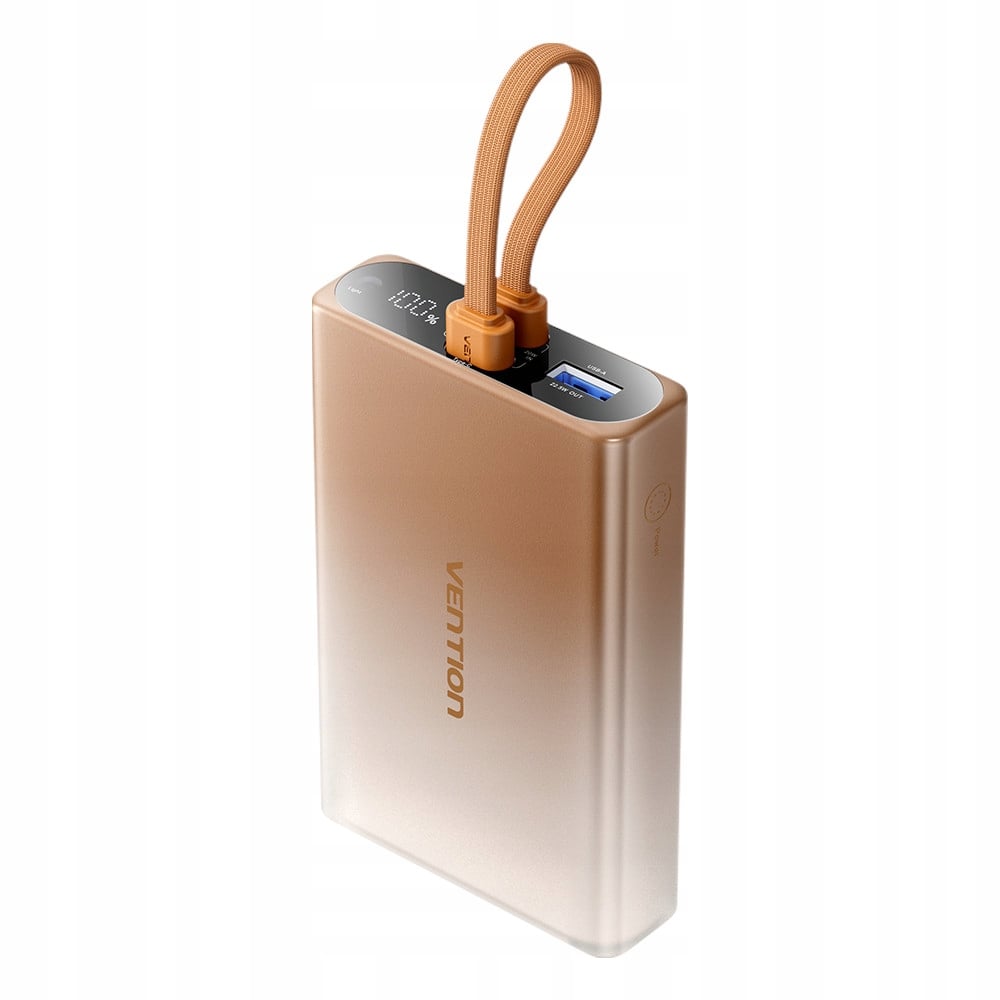 Powerbank Vention 10000 mAh USB-C + Lightning + USB-A 22,5W z wyświetlaczem LED miedziany – Niezawodne źródło energii