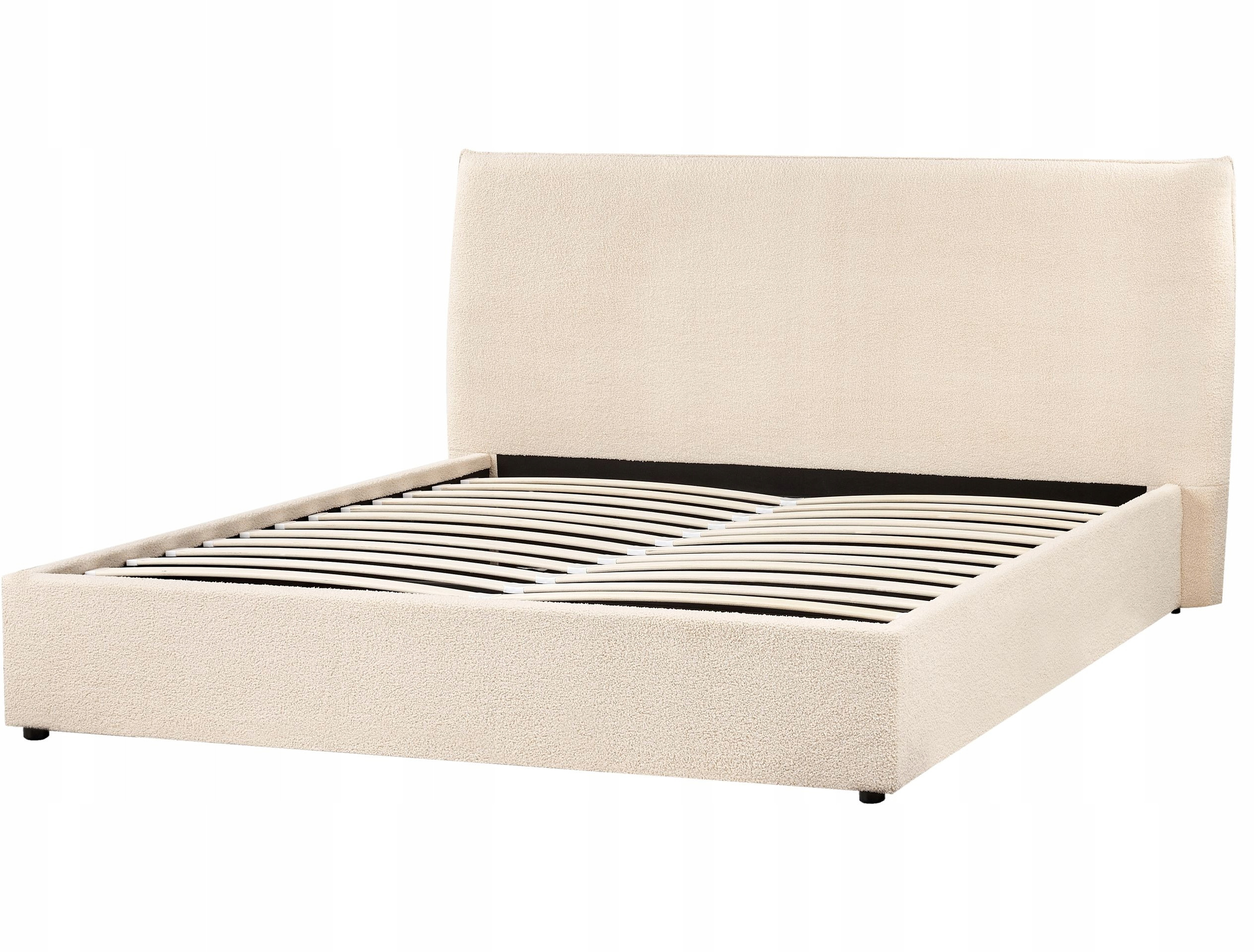 Łóżko z pojemnikiem Boucle LAVAUR 160 x 200 cm Beżowy – Komfort i styl w sypialni