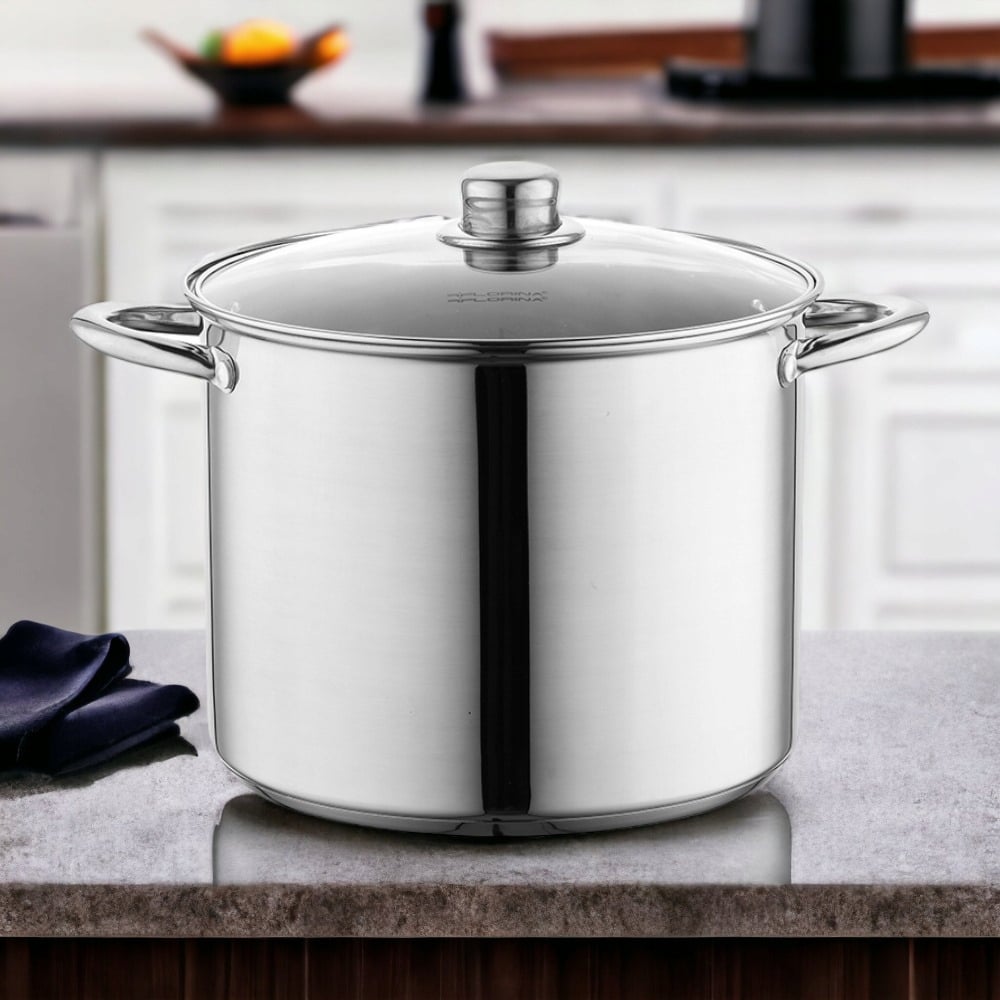 Garnek INOX Wysoki Caro 18 cm 3,2L z Pokrywką – Idealny do Rosół, Bigos i Konfitury
