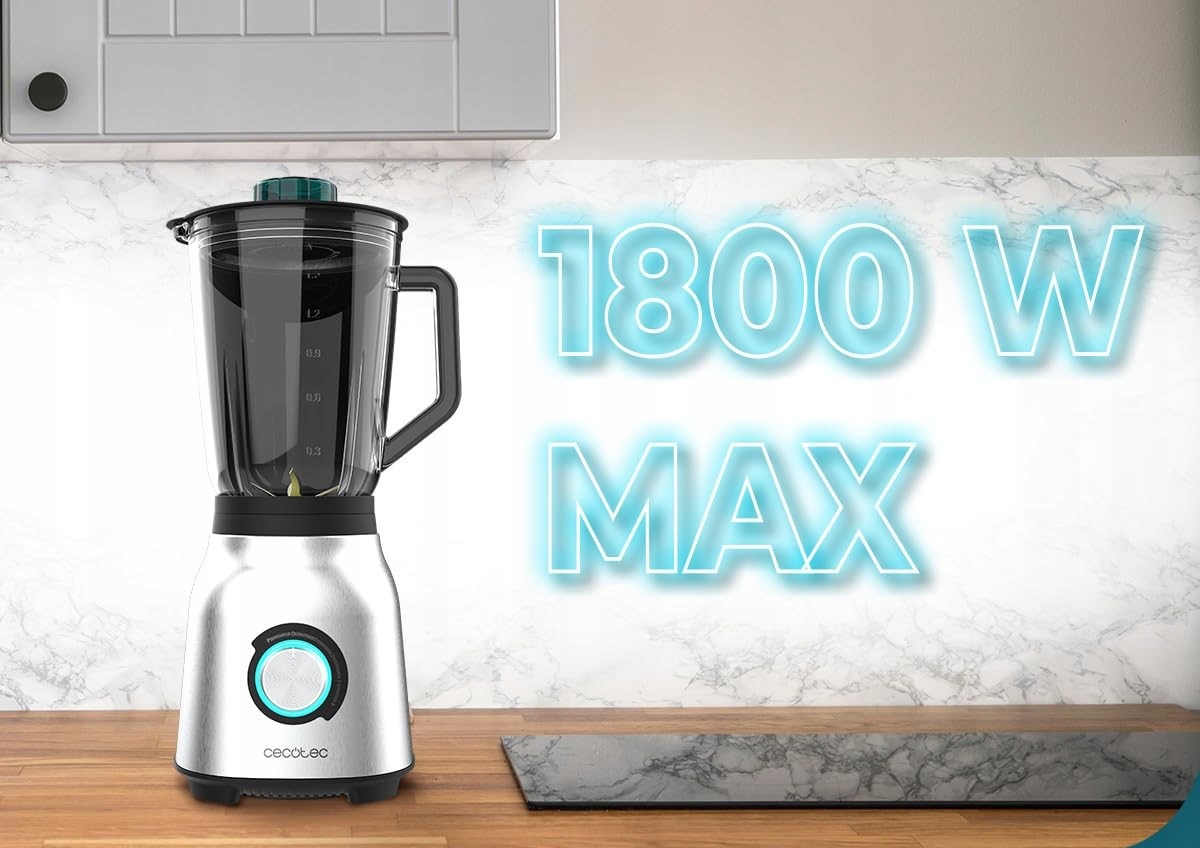 Wysoka moc 1800 W – Efektywne mieszanie i kruszenie lodu