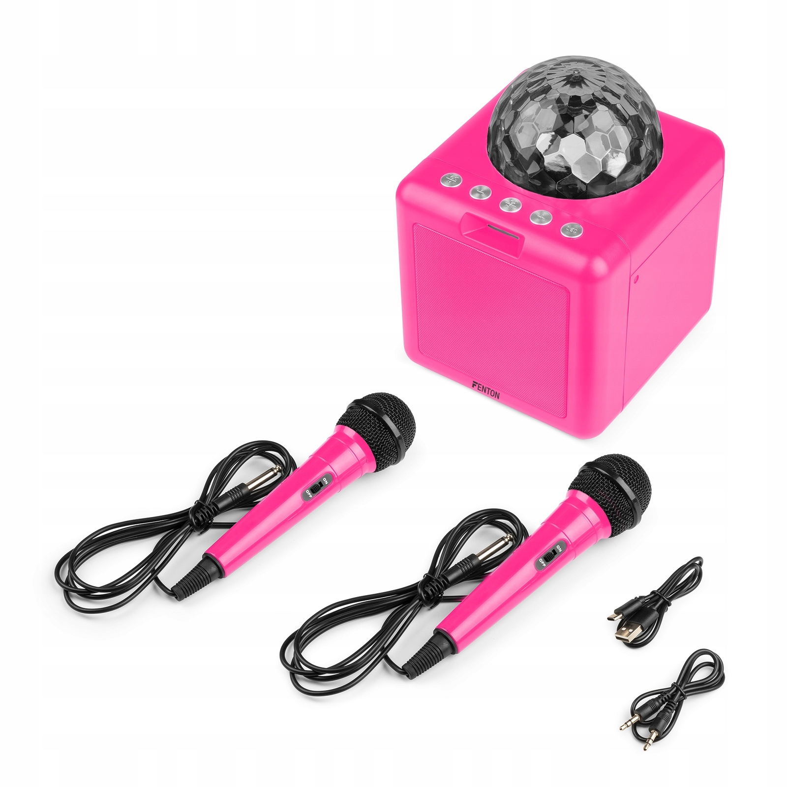 Głośnik Bluetooth Karaoke Fenton KAR15P – Różowy zestaw do karaoke z efektami świetlnymi
