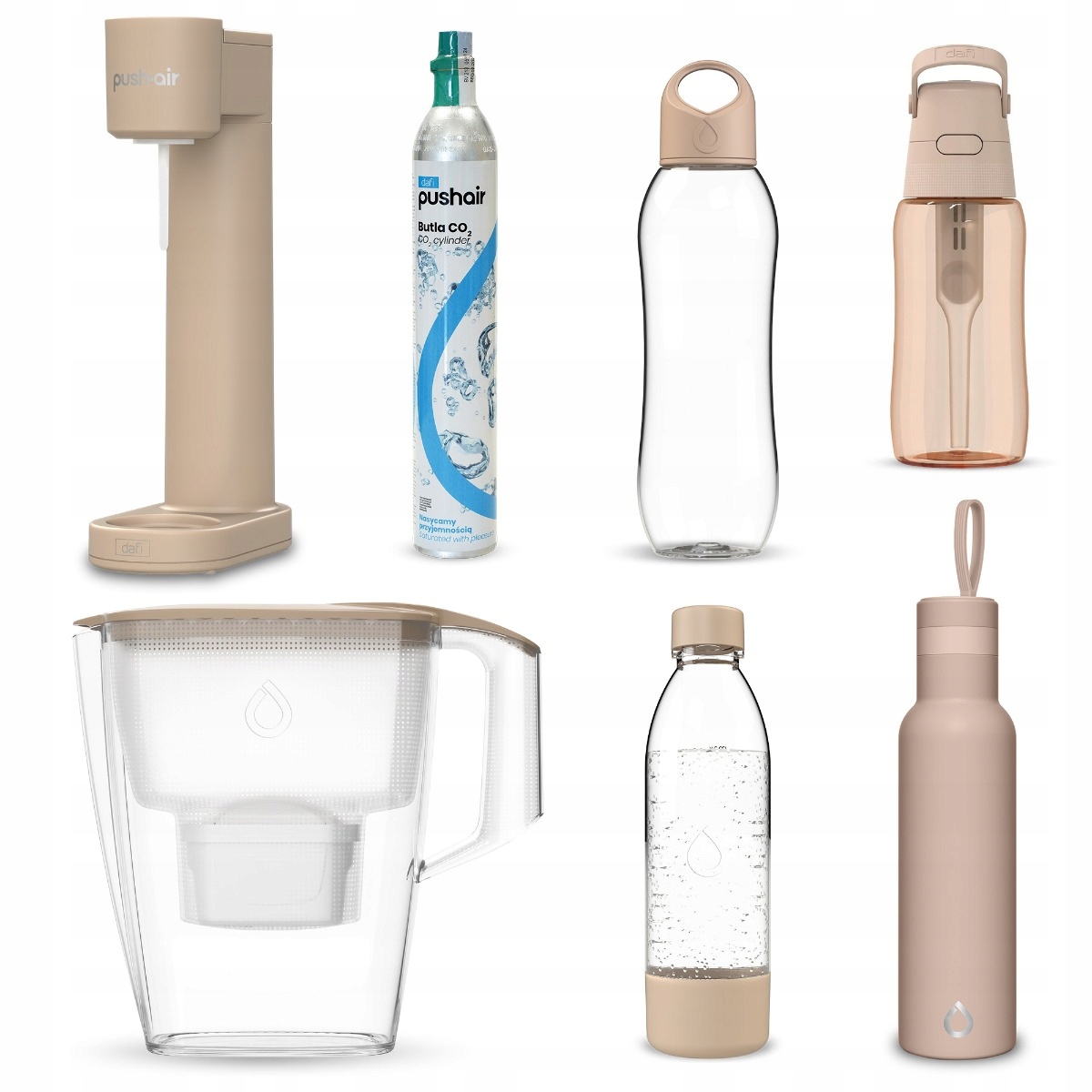 Stylowy design saturatora w kolorze cappuccino