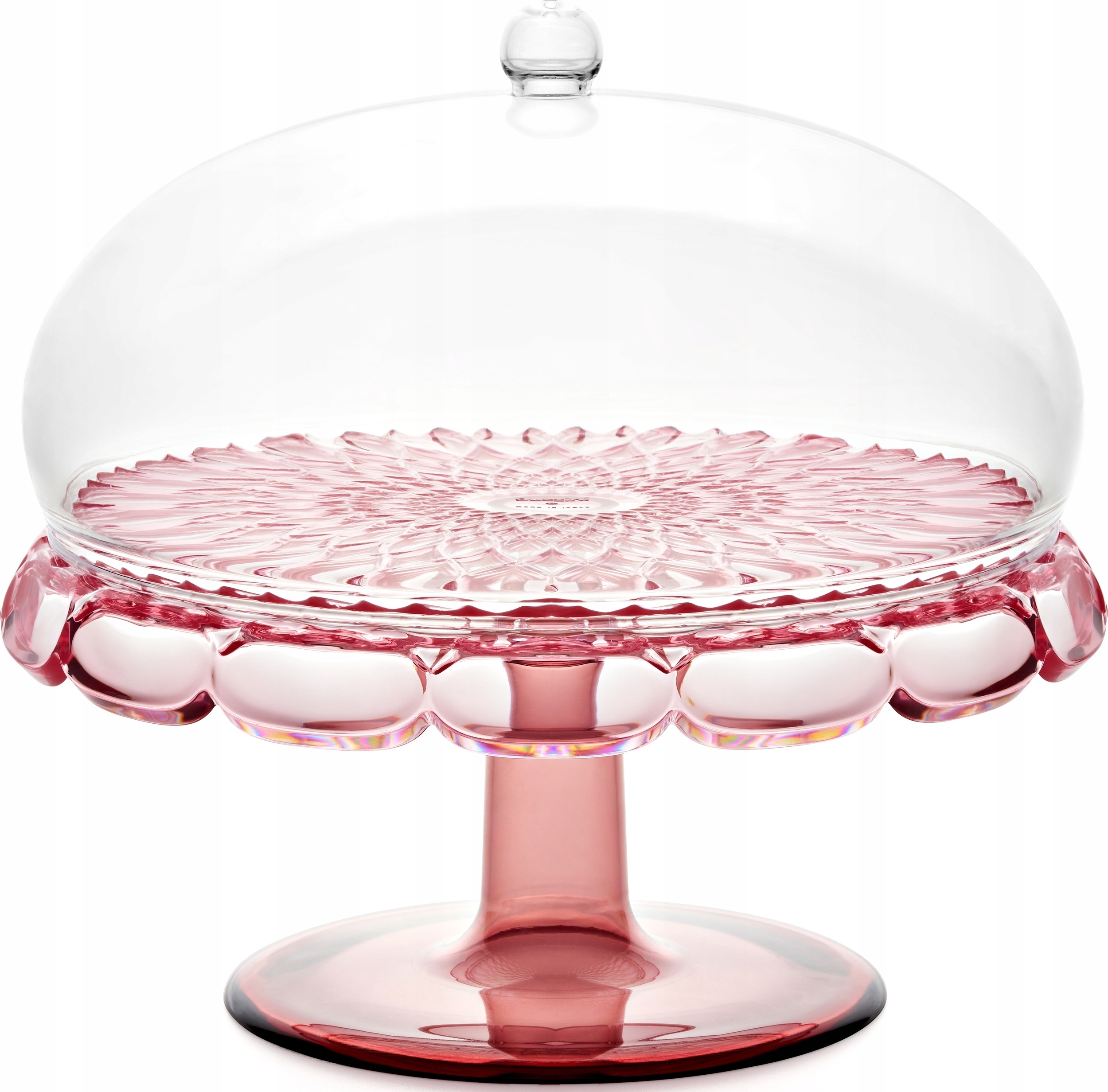 Taca do ciasta z nóżką i pokrywą Flamingo Pink – Elegancja na Twoim stole