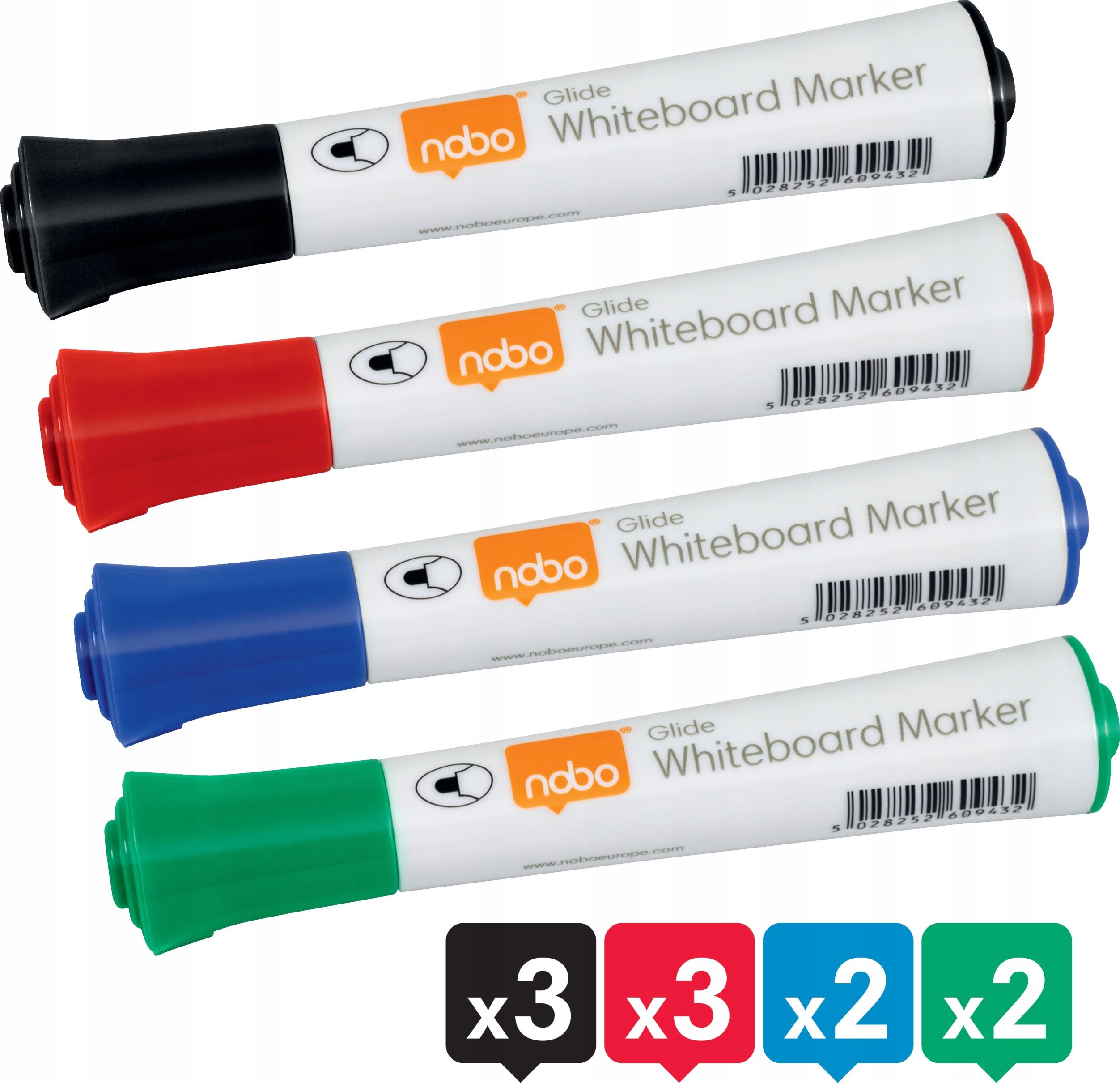 Markery suchościeralne Nobo Glide Ink – Zestaw 10 kolorów dla Twojego biura