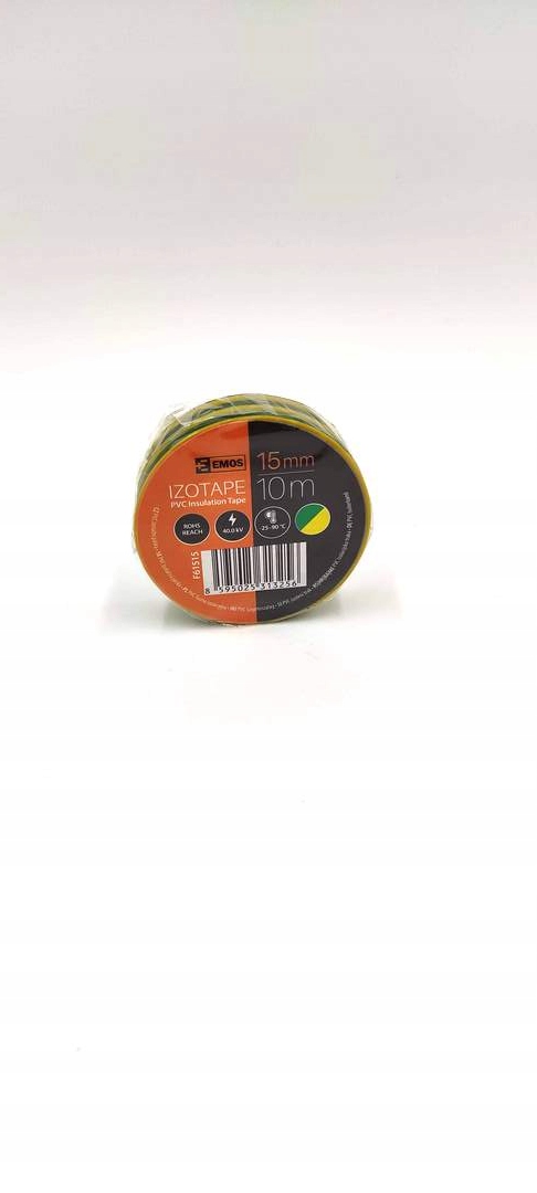 Taśma izolacyjna PVC 15mm / 10m żółto-zielona