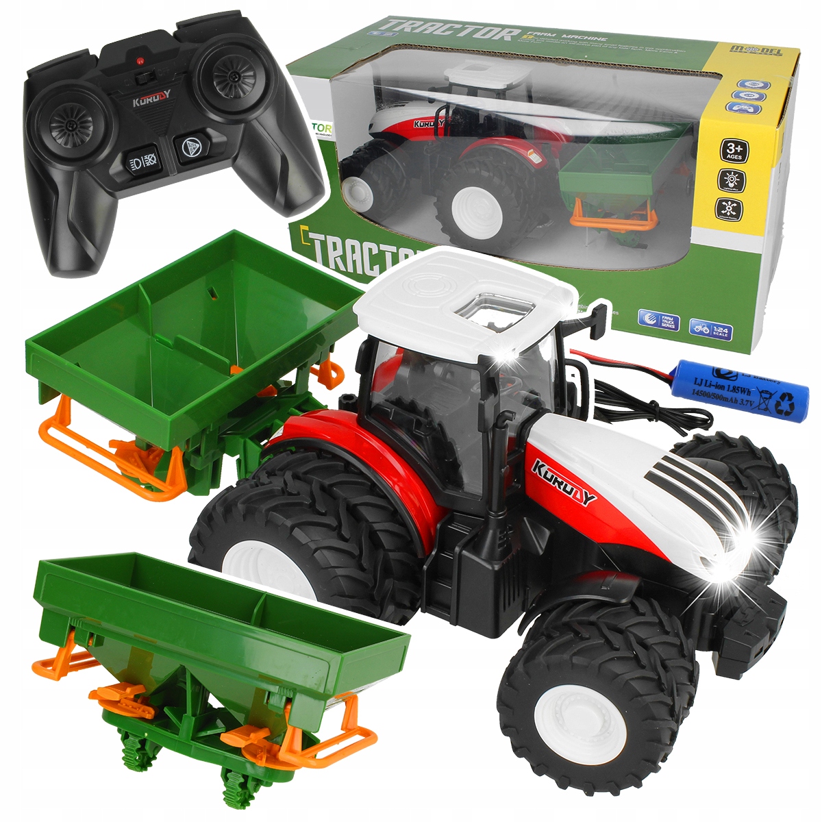 Traktor Czerwony R/C z Siewnikiem ST – Zdalnie sterowany traktor dla małych rolników