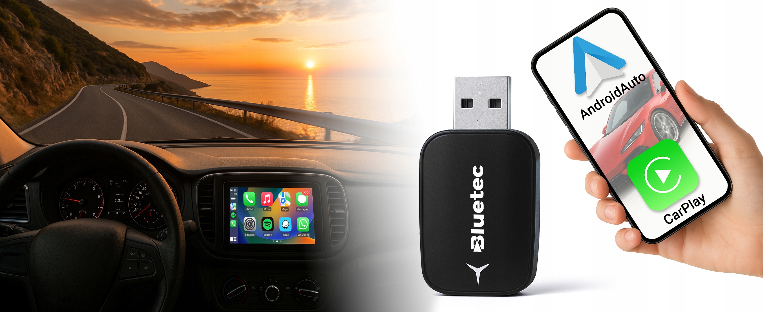 Adapter CarPlay / AndroidAuto 5.0 uniwersalny BLUETEC mini – Wygodne połączenie bez kabli!