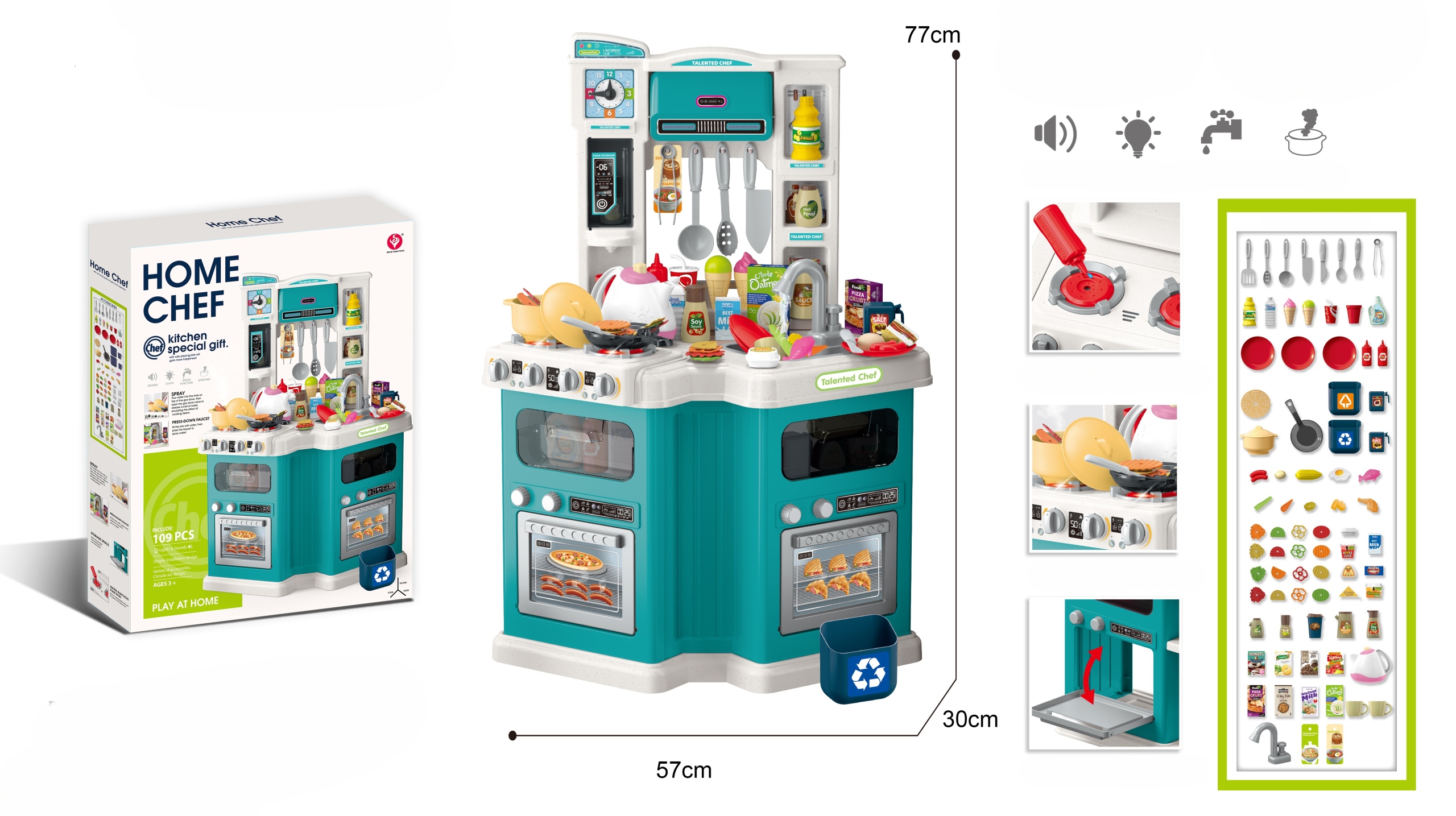 Duża kuchnia edukacyjna z realistycznymi dźwiękami