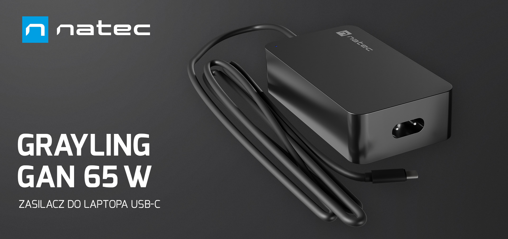 Czarny zasilacz z kablem, stworzony do laptopów i tabletów.